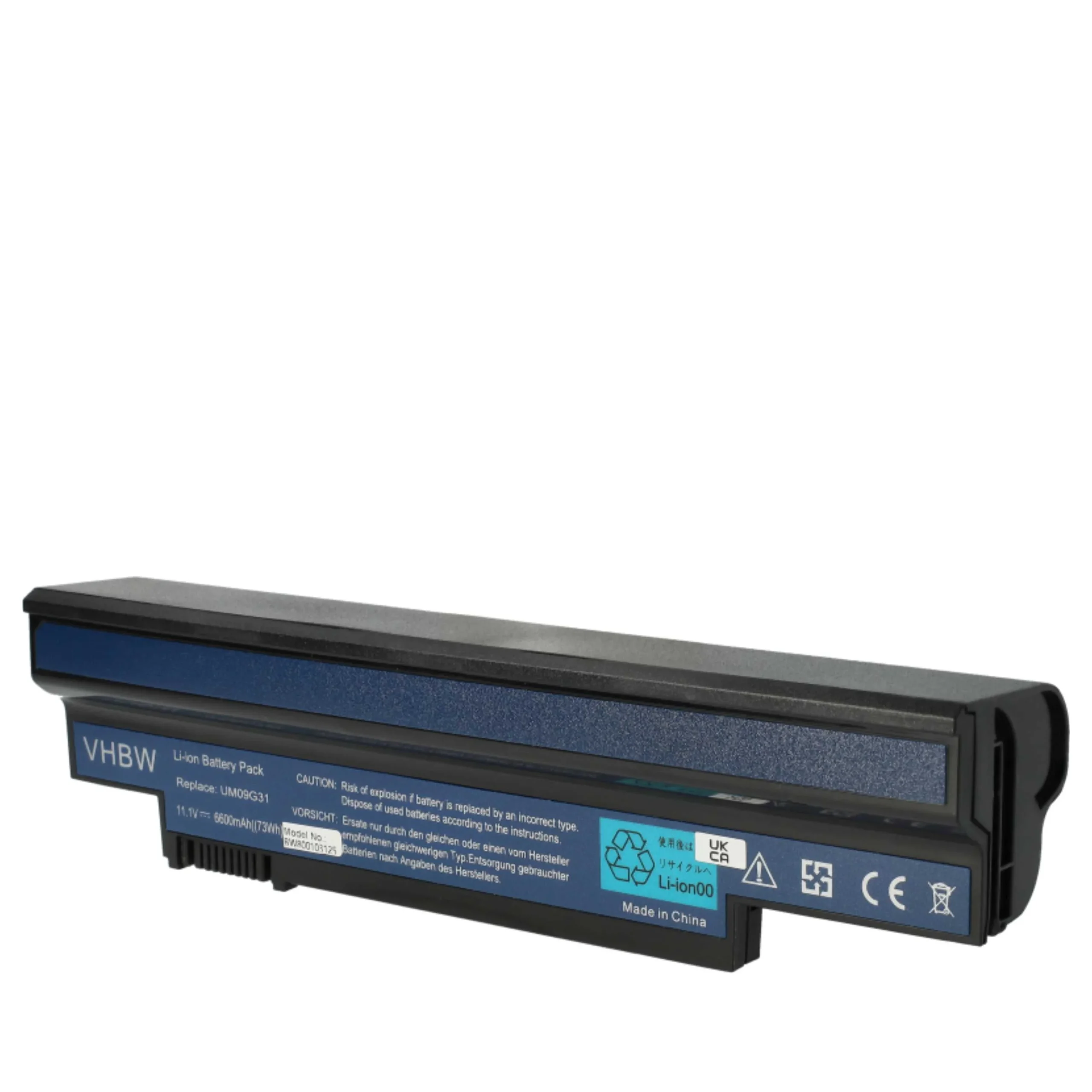 Batterie remplace Acer 3ICR19, 3ICR19/65 pour ordinateur portable Acer- 6600mAh 10,8V Li-ion, noir