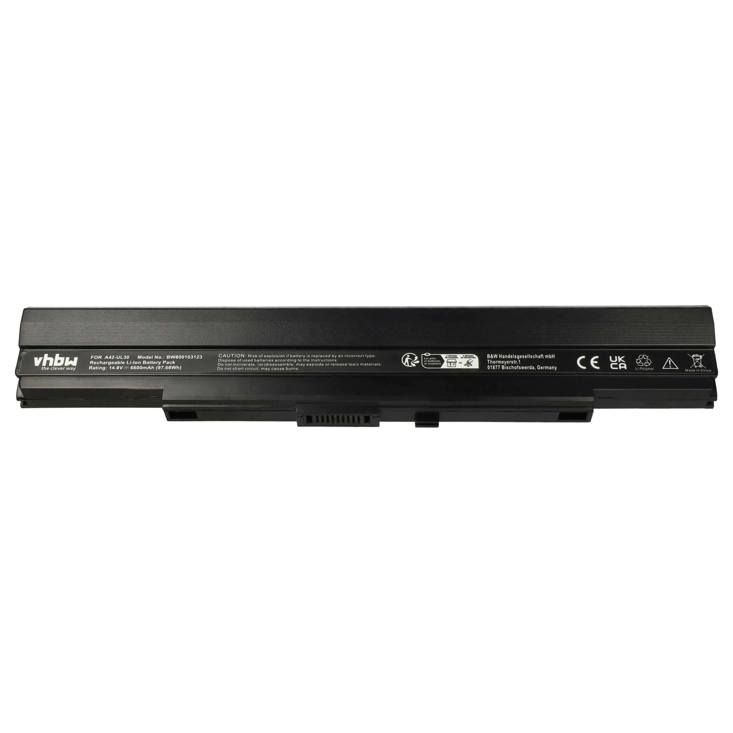 Batterie remplace Asus A42-UL50, A42-UL30, A31-UL30 pour ordinateur portable Asus- 6600mAh 14,8V Li-ion