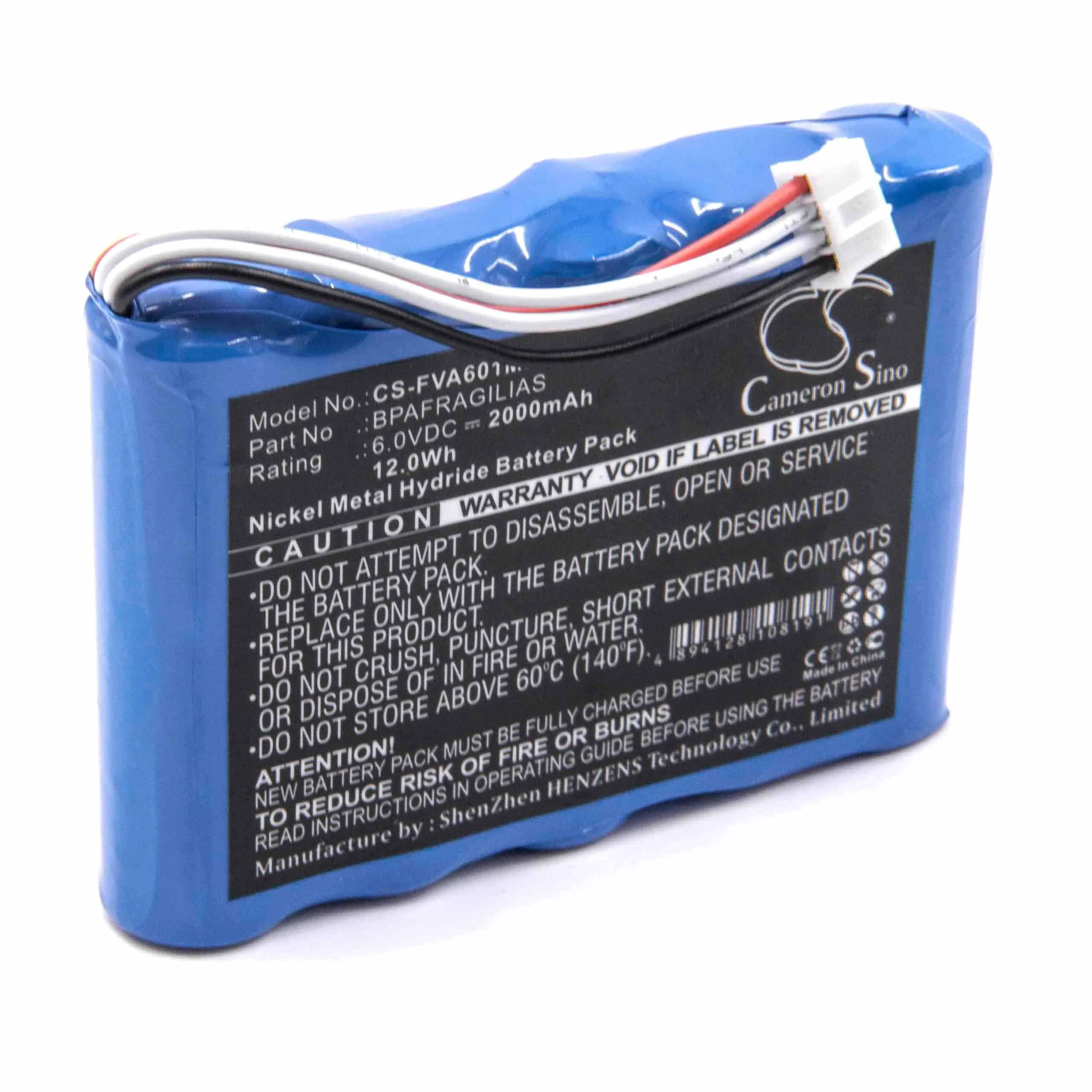 Batterie remplace Fresenius 99178130, MB3639, BPAFRAGILIAS pour appareil médical Fresenius - 2000mAh 6V NiMH