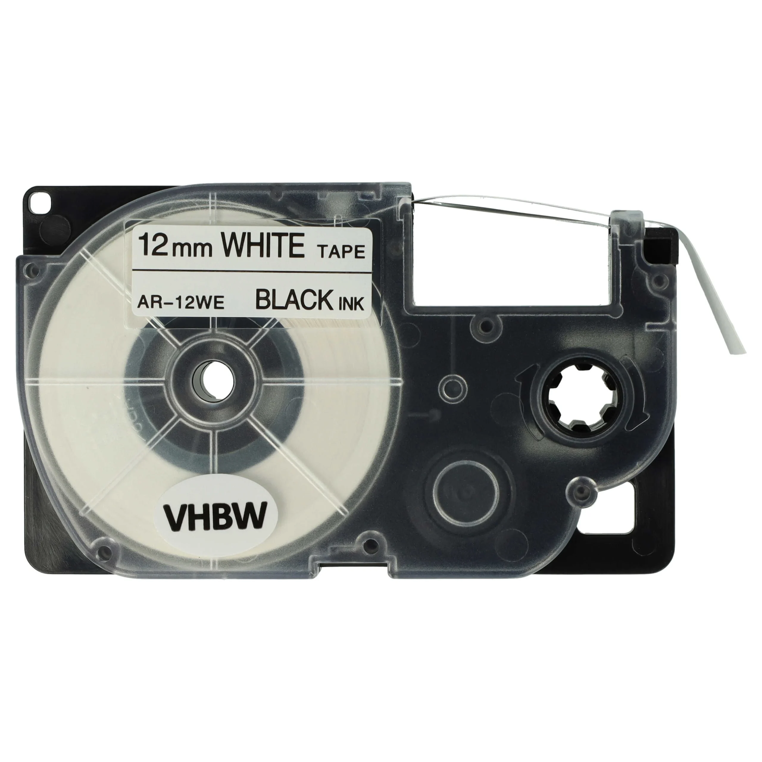 Cassette à ruban remplace Casio XR-12WE, XR-12WE1 - 12mm lettrage Noir ruban Blanc, plastique