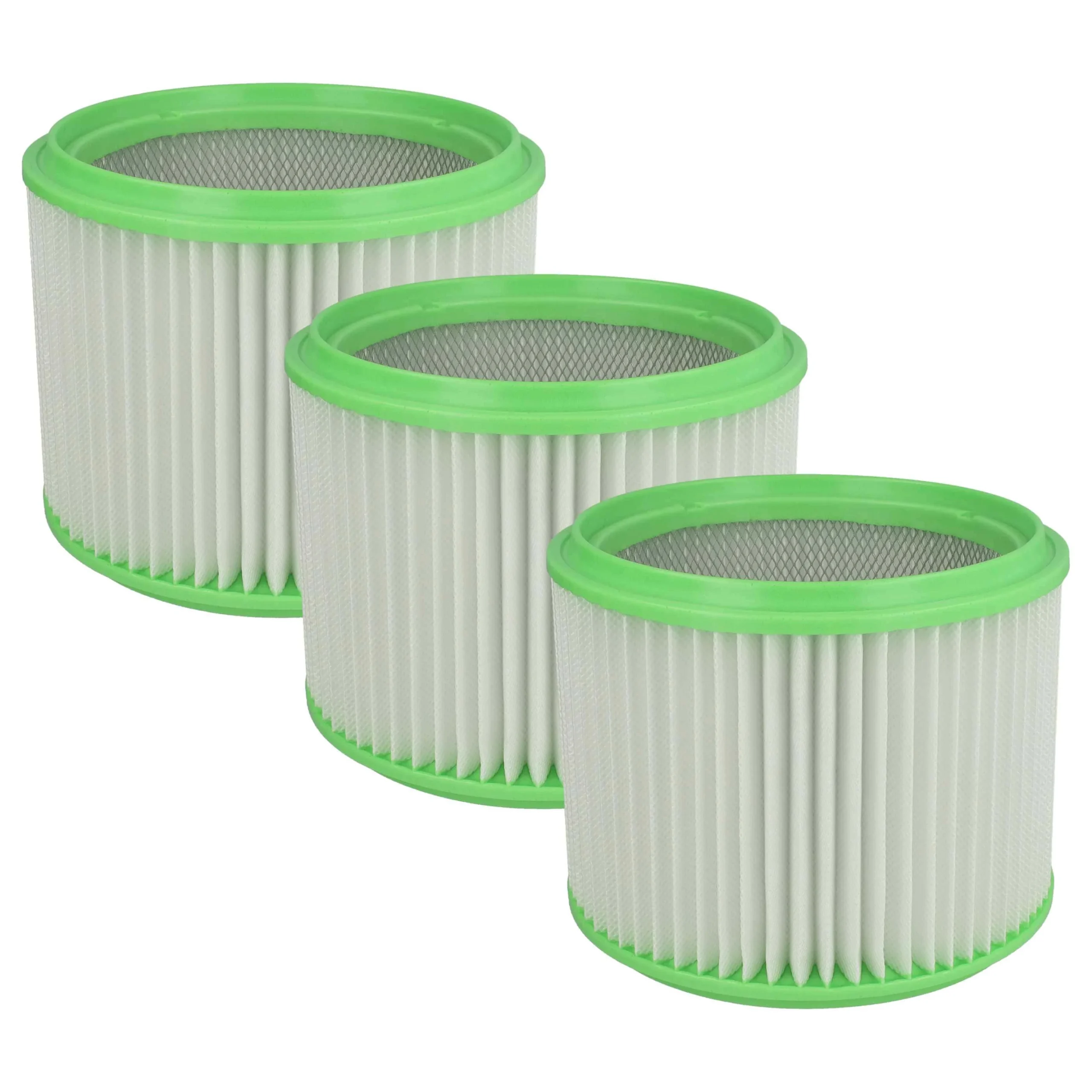 3x Filtre remplace Makita 413525 pour aspirateur Gisowatt - filtre plissé, blanc / vert