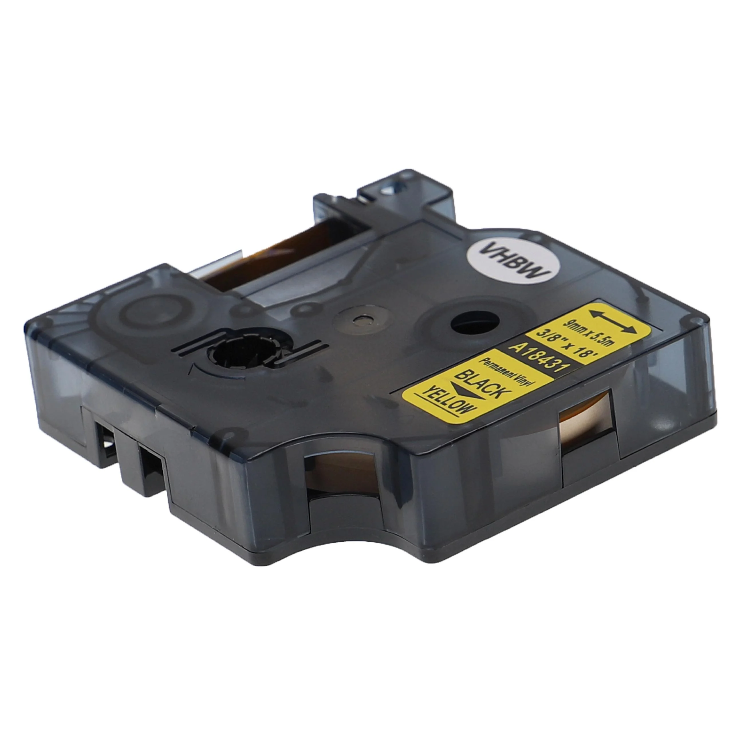Cassette à ruban remplace Dymo 18431 - 9mm lettrage Noir ruban Jaune, plastique