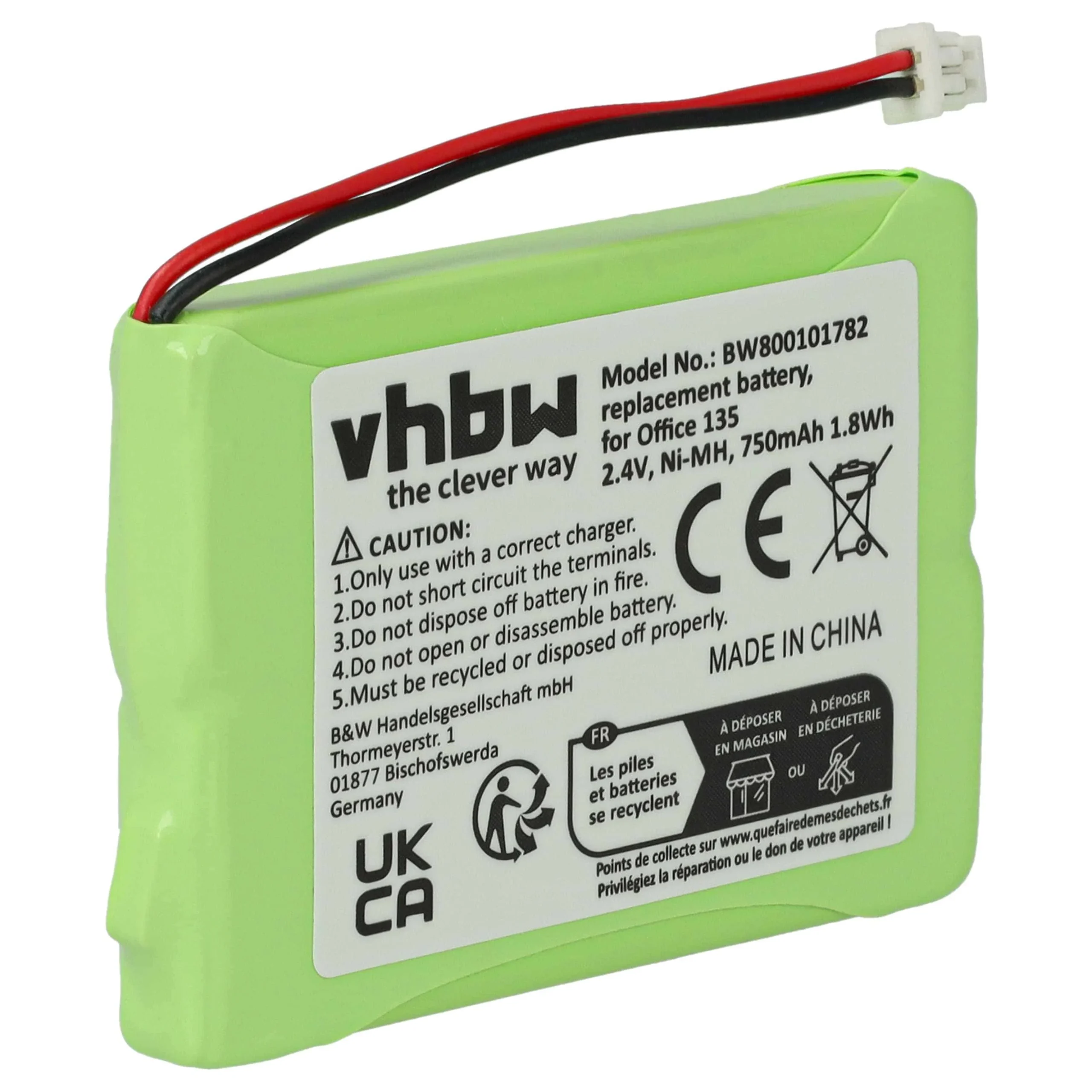 Batterie remplace 20328196BD, 2010 pour téléphone Ascom - 750mAh 2,4V NiMH