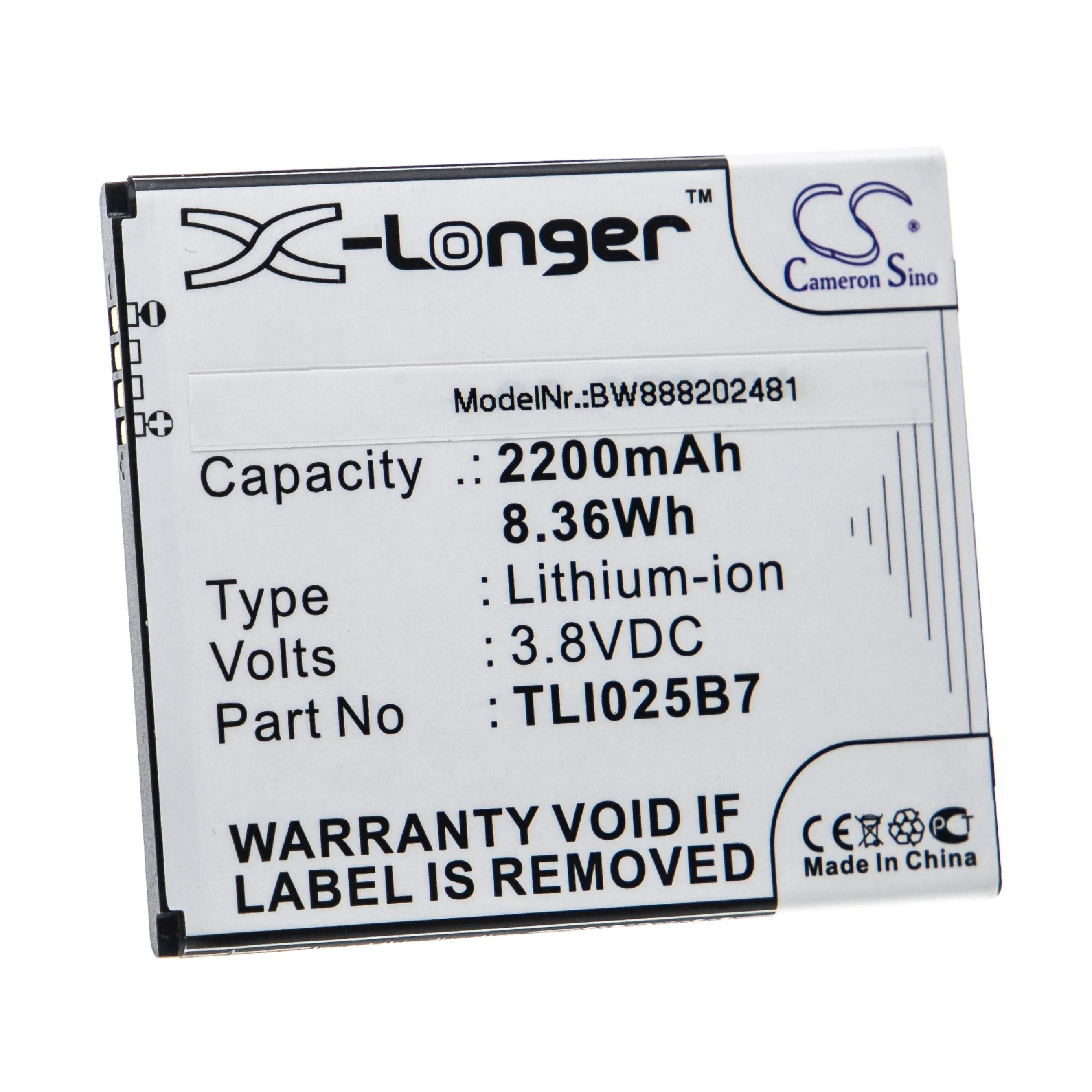 Batterie remplace Alcatel TLI025B7 téléphone portable Alcatel - 2200mAh 3,8V Li-ion