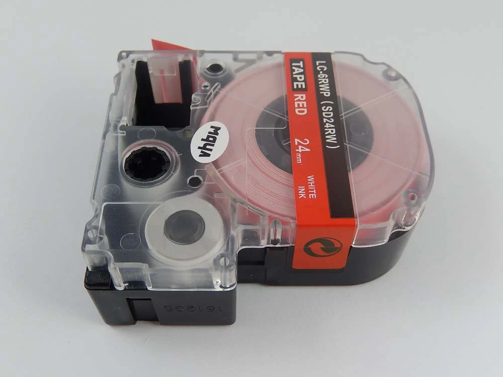 Cassette à ruban remplace Epson LC-6RWP - 24mm lettrage Blanc ruban Rouge, plastique