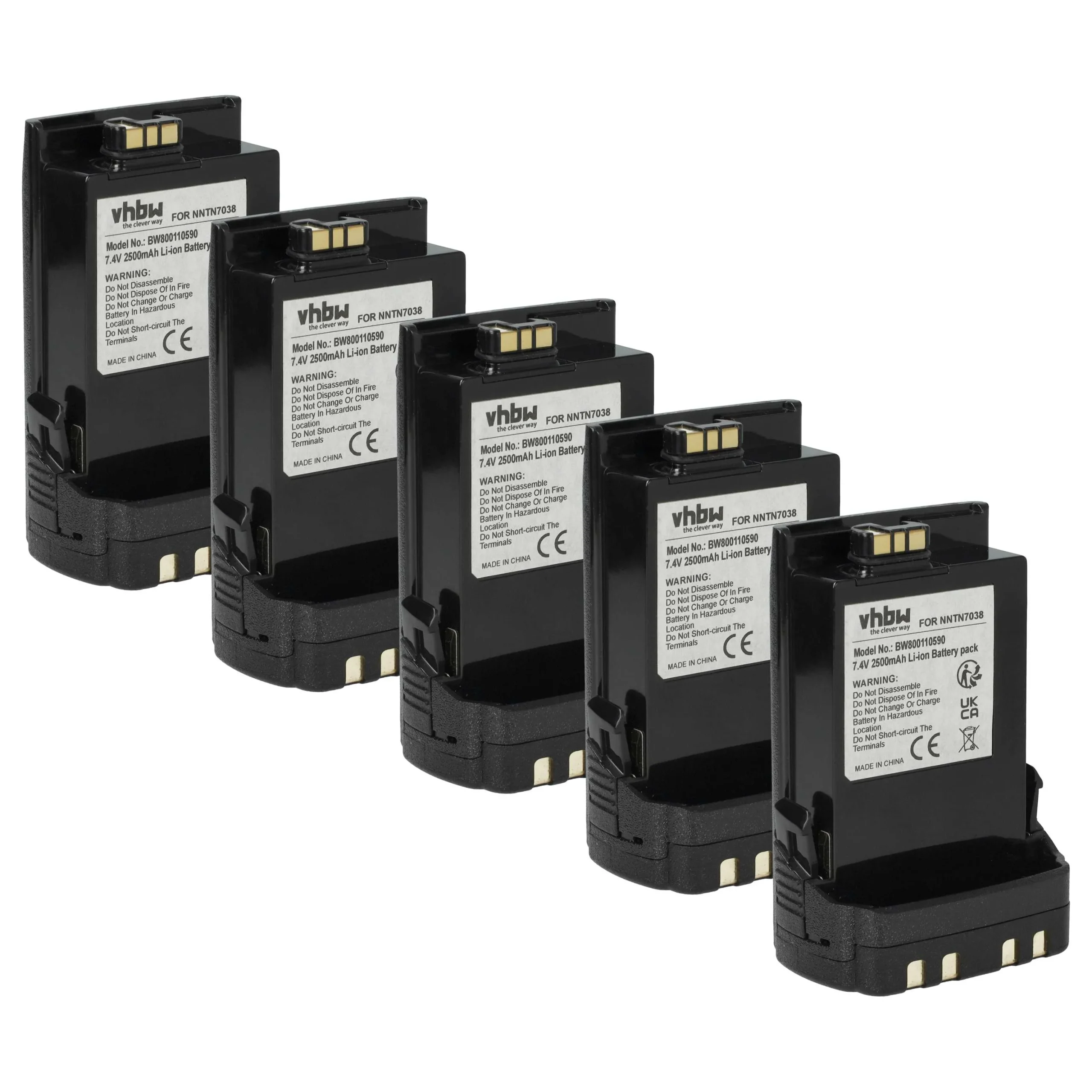 5x Batteries remplace Motorola NNTN7034A, NNTN7034B pour radio talkie-walkie Motorola- 2500mAh 7,4V Li-ion