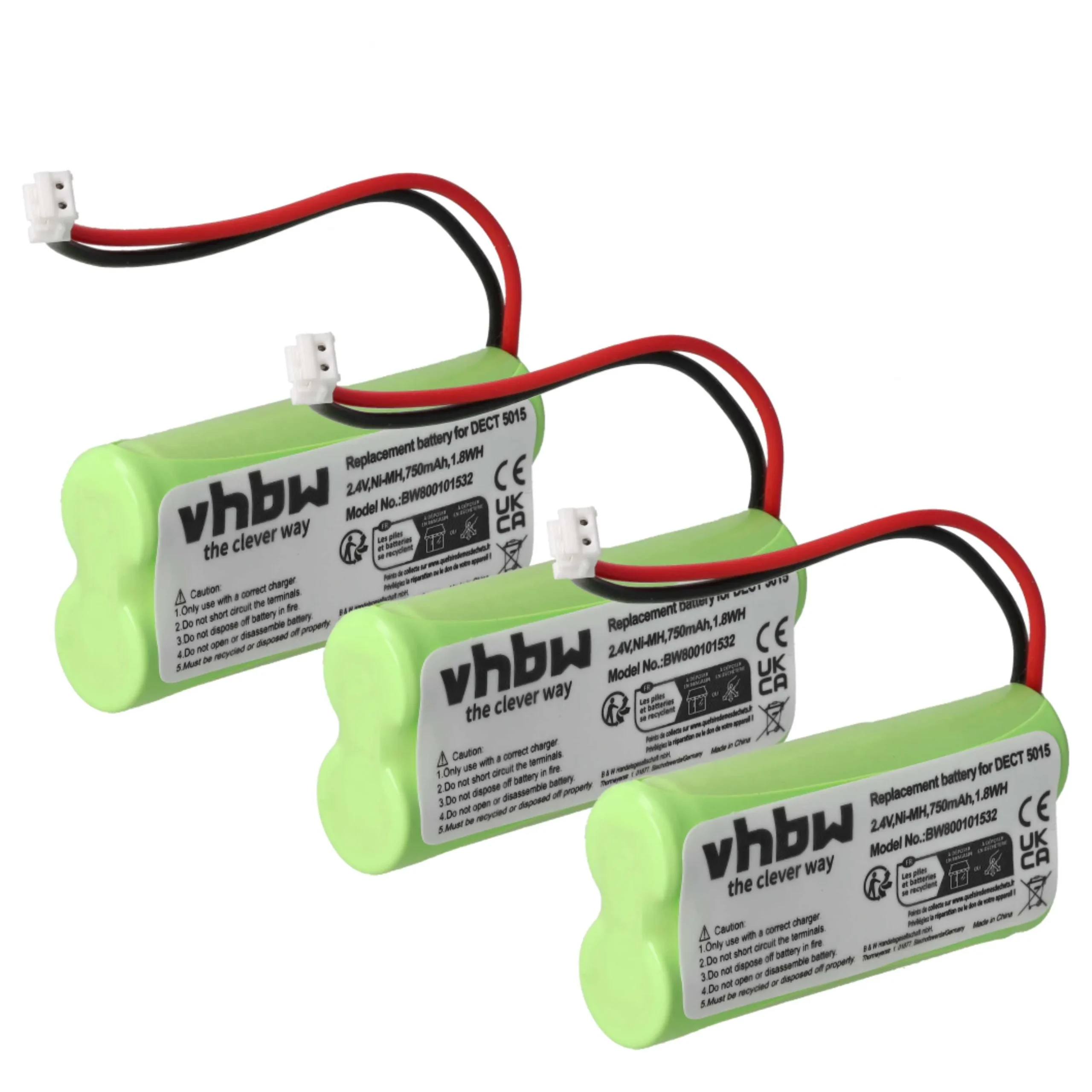 3x Batteries remplace Audioline 08C/CP18NM, BC101276 pour téléphone Audioline - 750mAh 2,4V NiMH
