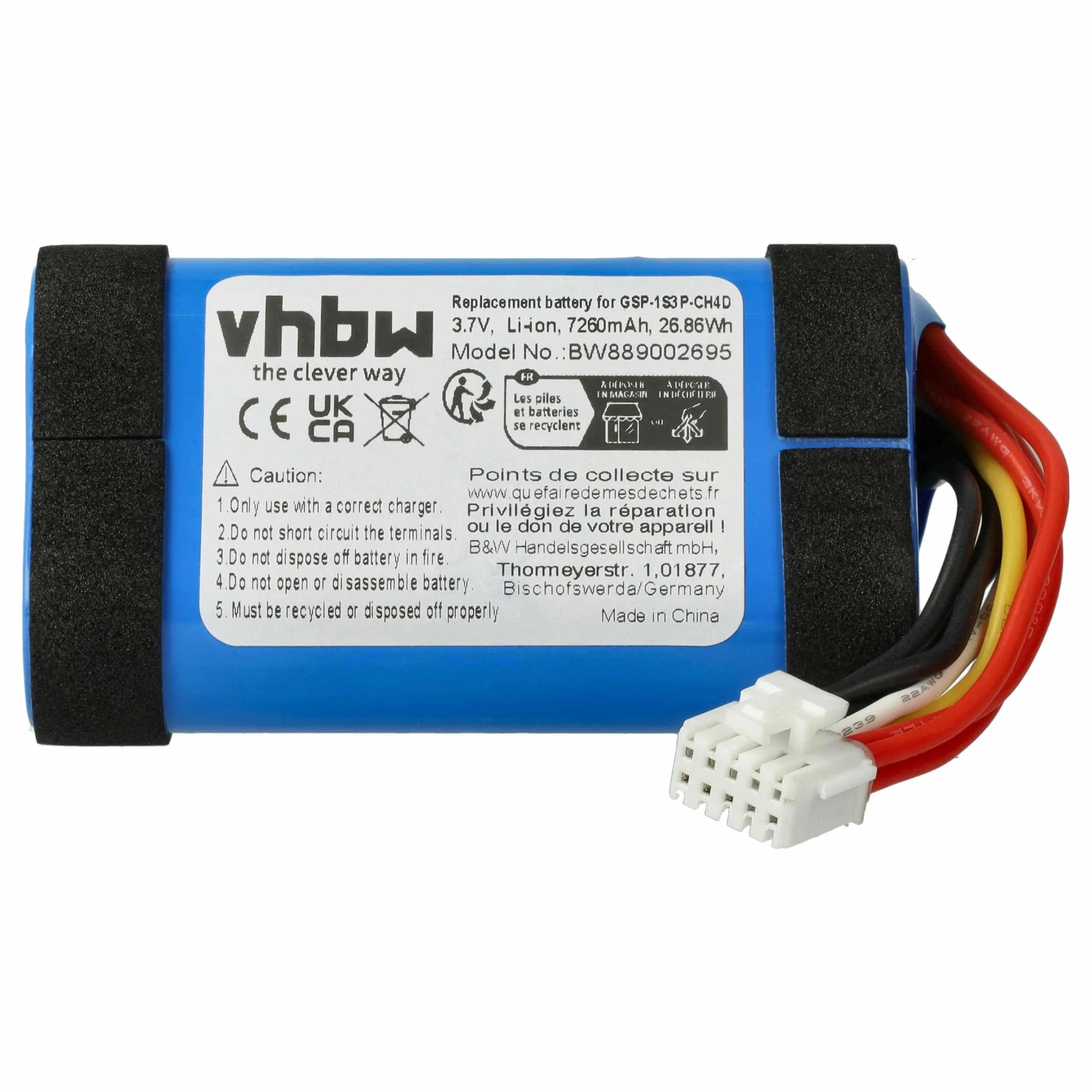 Batterie remplace JBL GSP-1S3P-CH4D enceinte JBL - 7260mAh 3,7V Li-ion