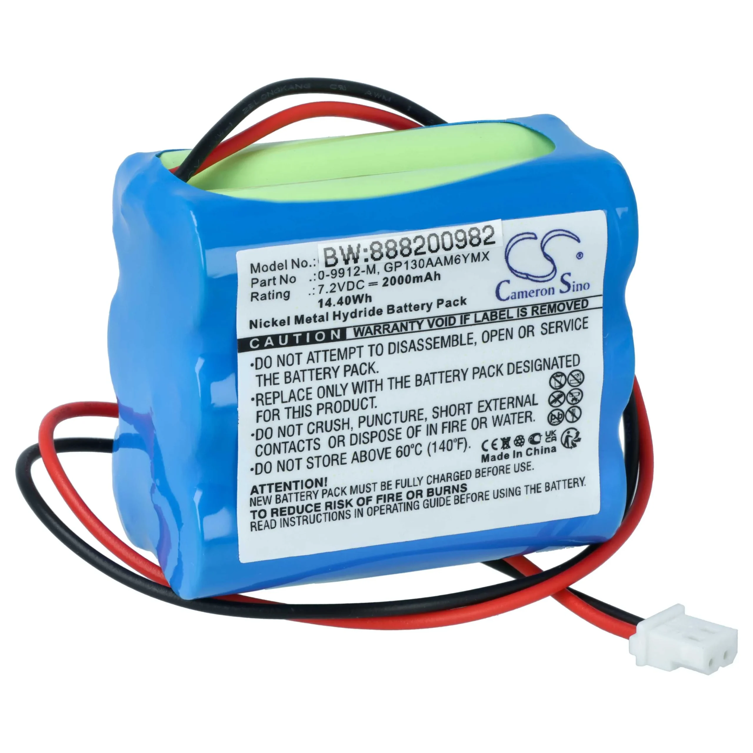 Batterie remplace BT GP100AAS6YMX, GP130AAM6YMX pour centrale d'alarme Visonic - 2000mAh 7,2V NiMH