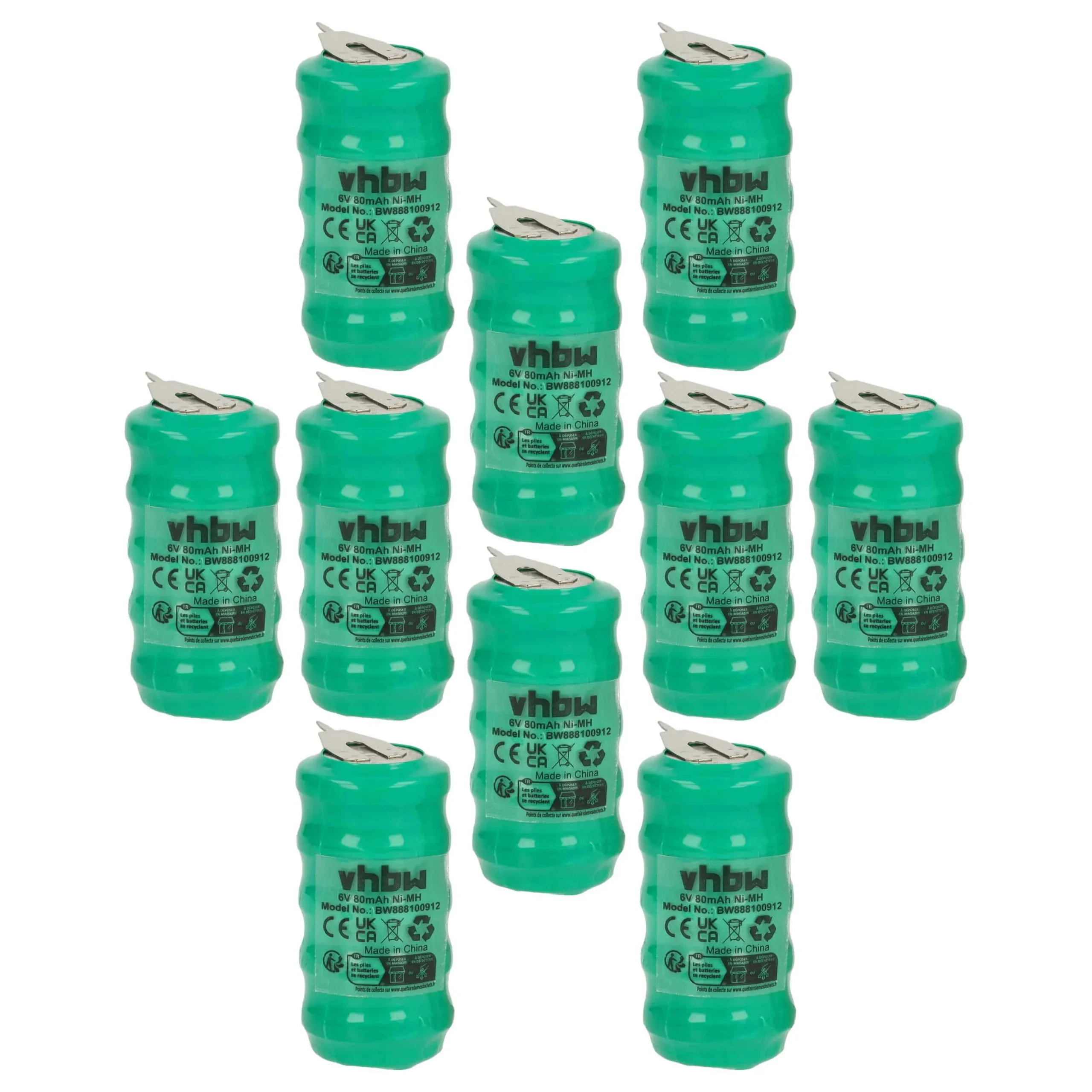 10x Piles bouton de type V80H pour le modélisme et autres - 80mAh 6V NiMH