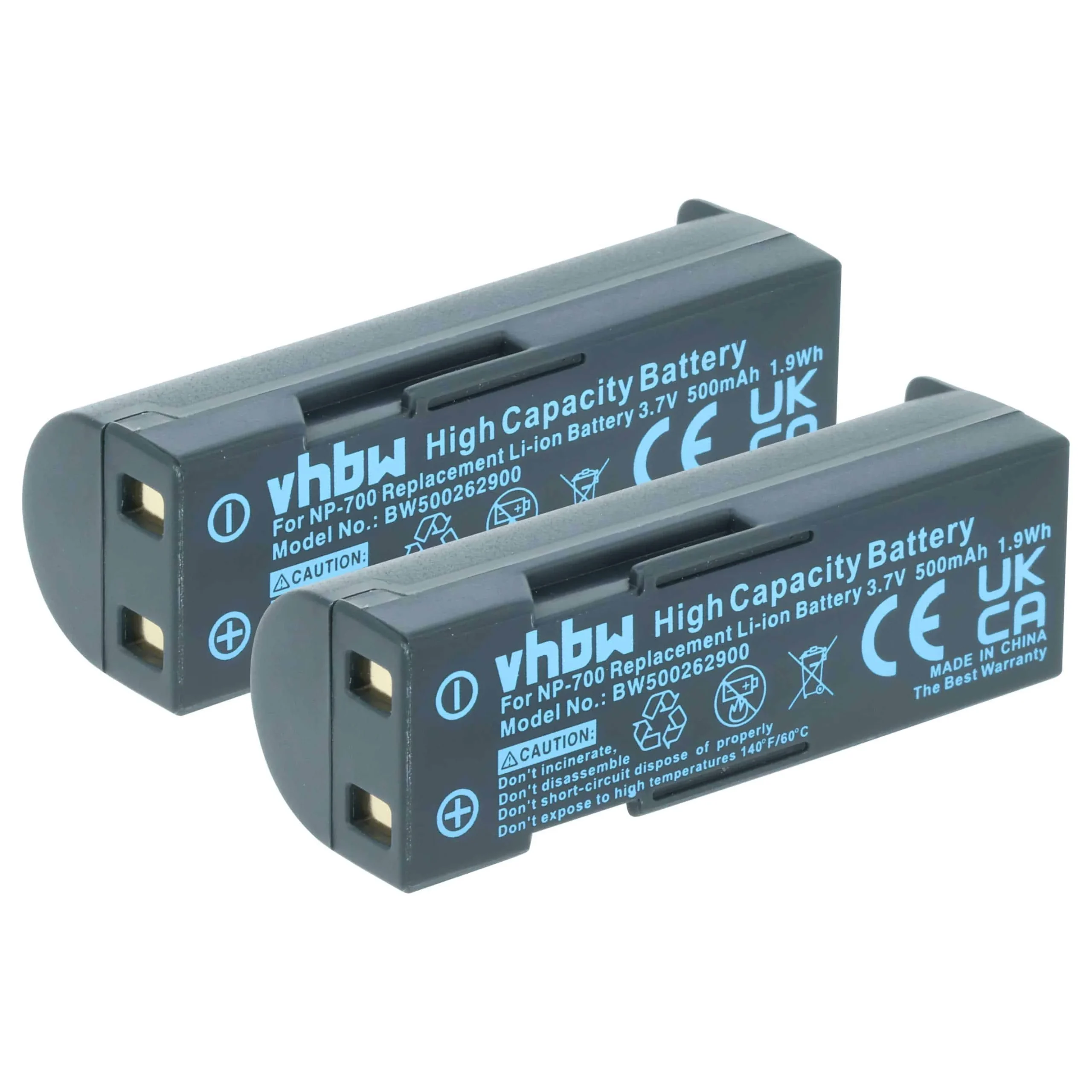 2x Batteries remplace Minolta NP-700 pour appareil photo Minolta- 500mAh 3,7V Li-ion