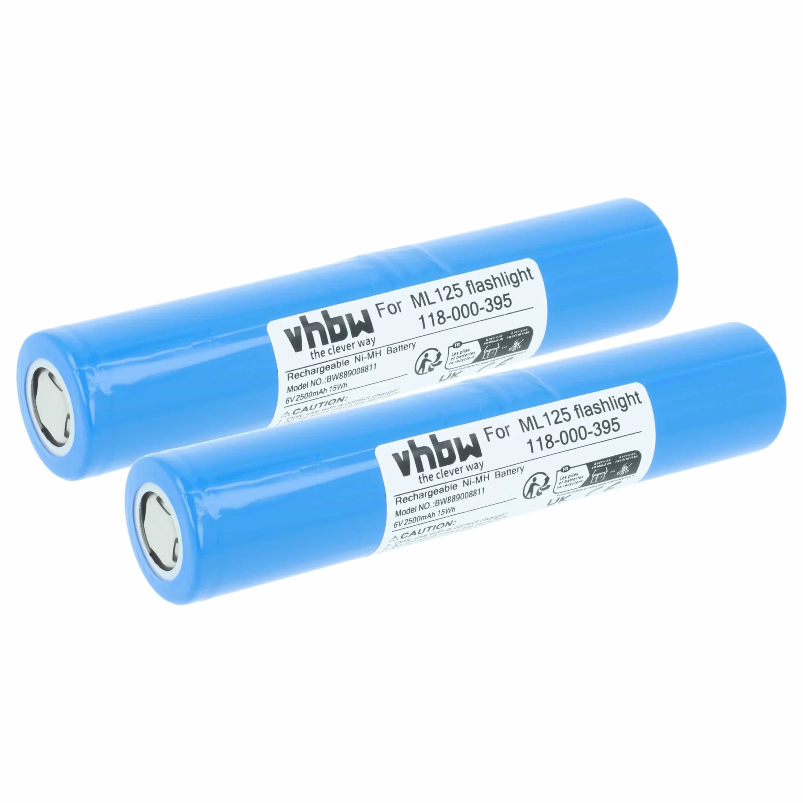 Batterie (2 pcs.) remplace Maglite 118-000-395 lampe de poche Maglite - 2500mAh 6V NiMH