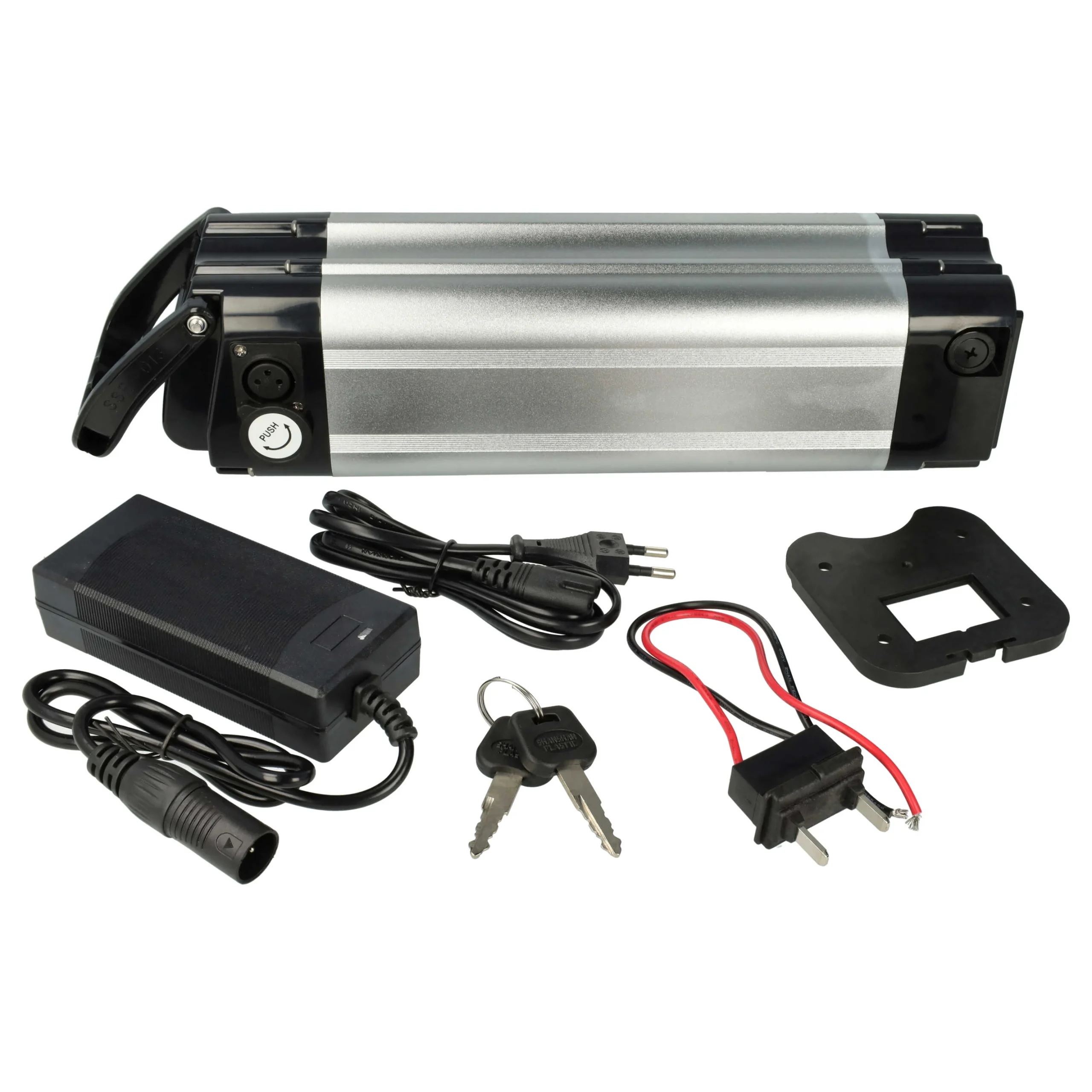 Batterie pour E-Bike Prophete, Hagebaumarkt, Hofer, Praktiker - 10,4Ah 24V Li-ion chargeur noir / argenté