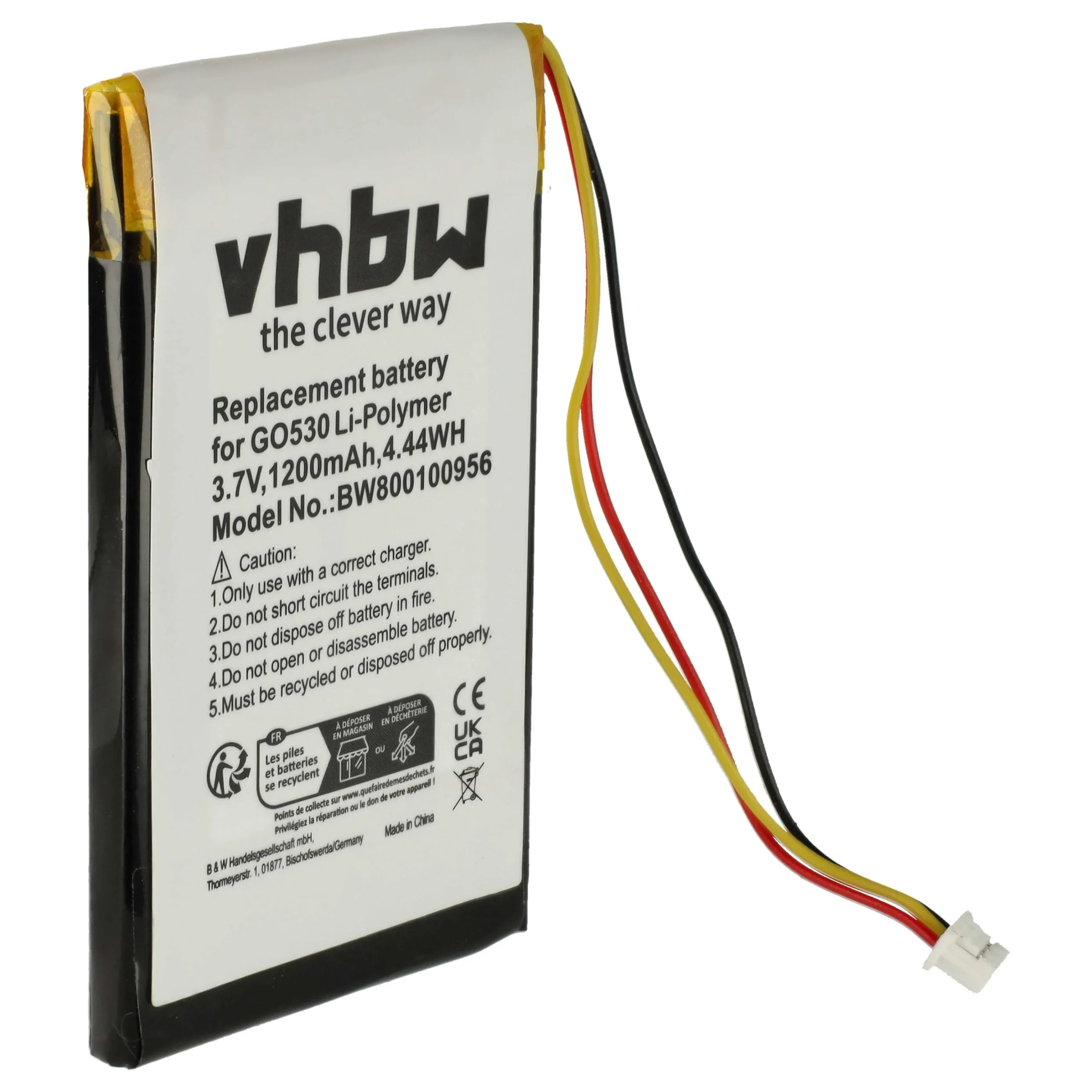 Batterie remplace TomTom 1697461, AHL03714000, VF8 pour navigation GPS TomTom - 1200mAh 3,7V Li-polymère
