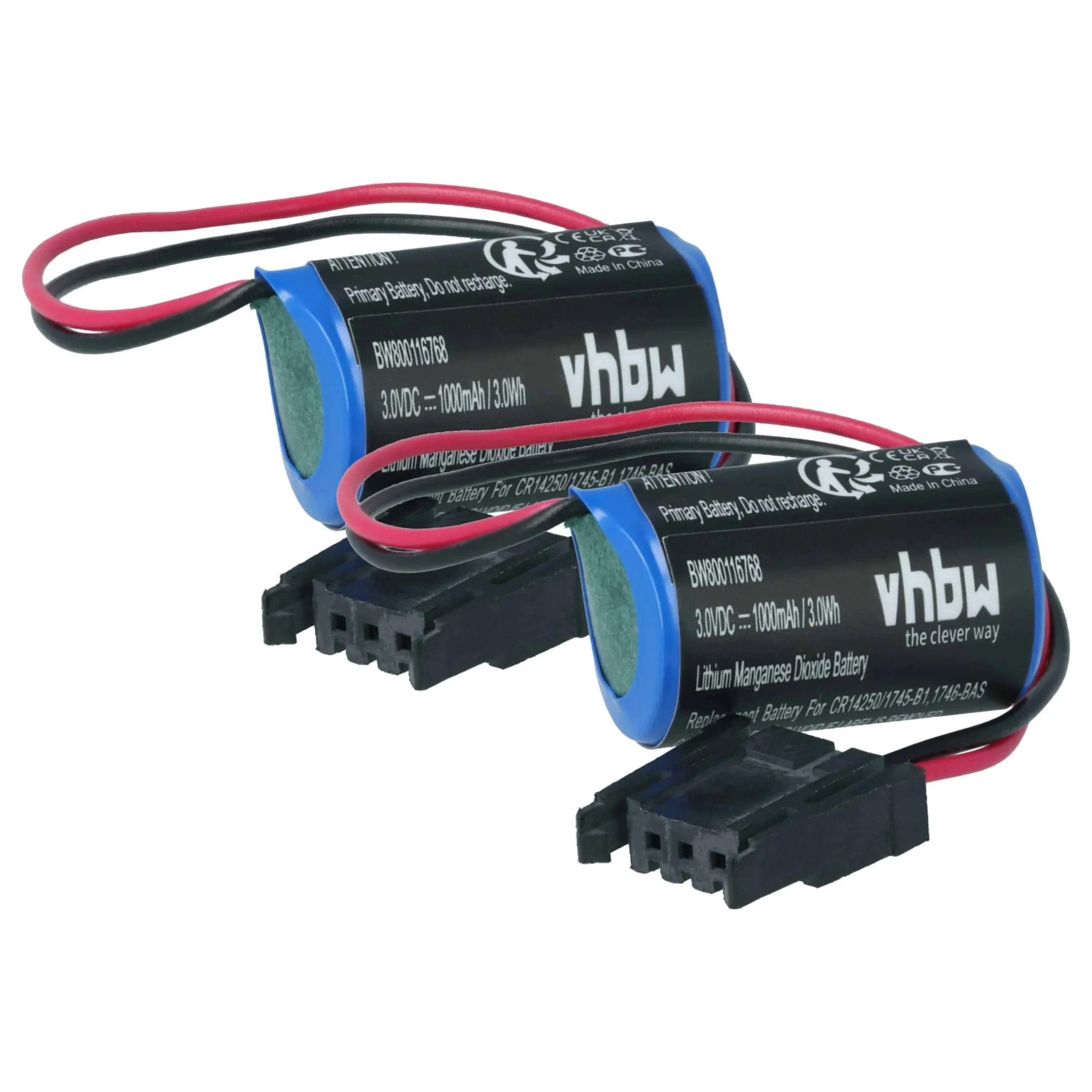 2x Batteries remplace Allen Bradley 1747-BA, 1746-BAS, 1745-B1 pour unité de contrôle - 1000mAh 3V Li-MnO2