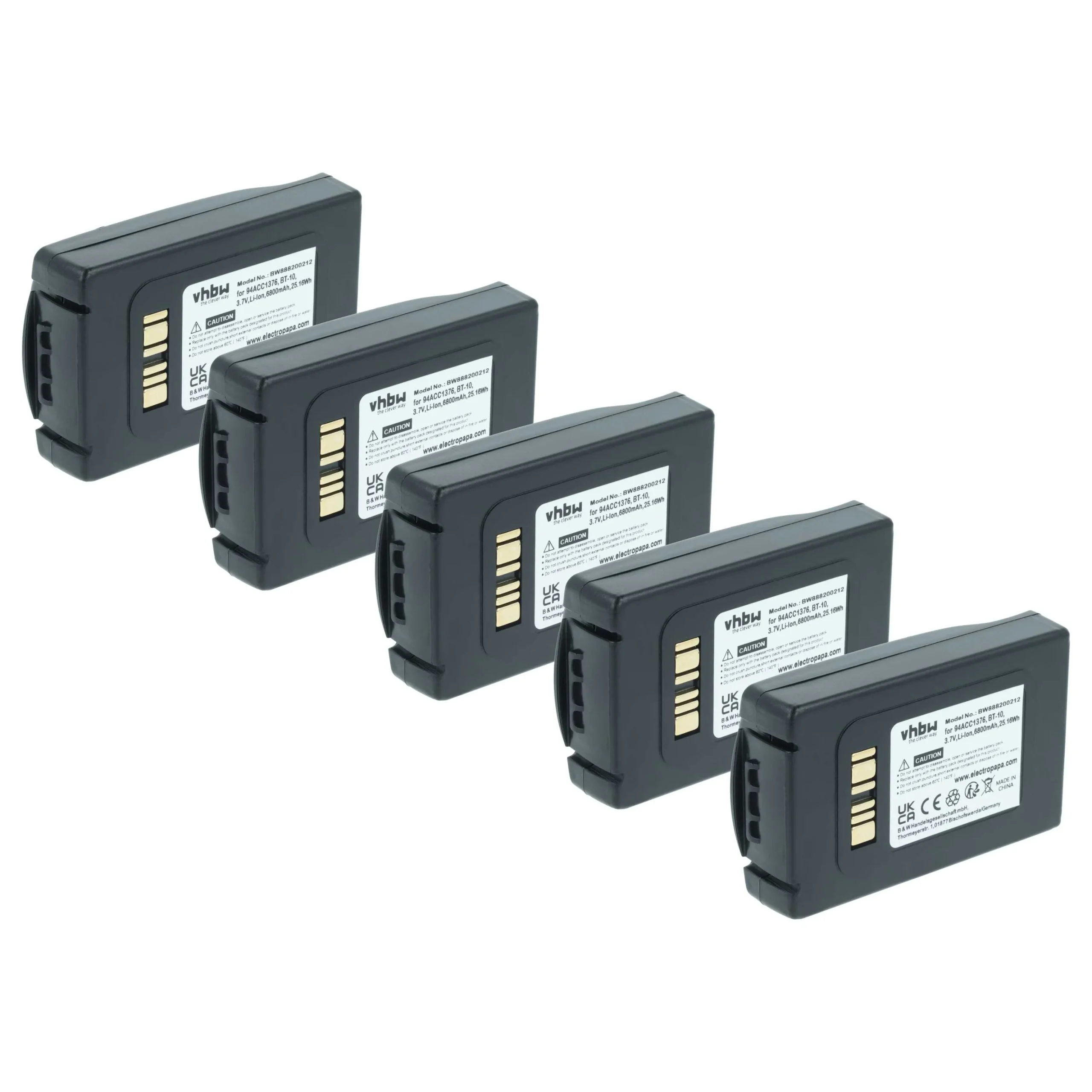 5x Batteries remplace Datalogic 94ACC0112, 94ACC1376 pour scanner de code-barre Datalogic - 6800mAh 3,7V