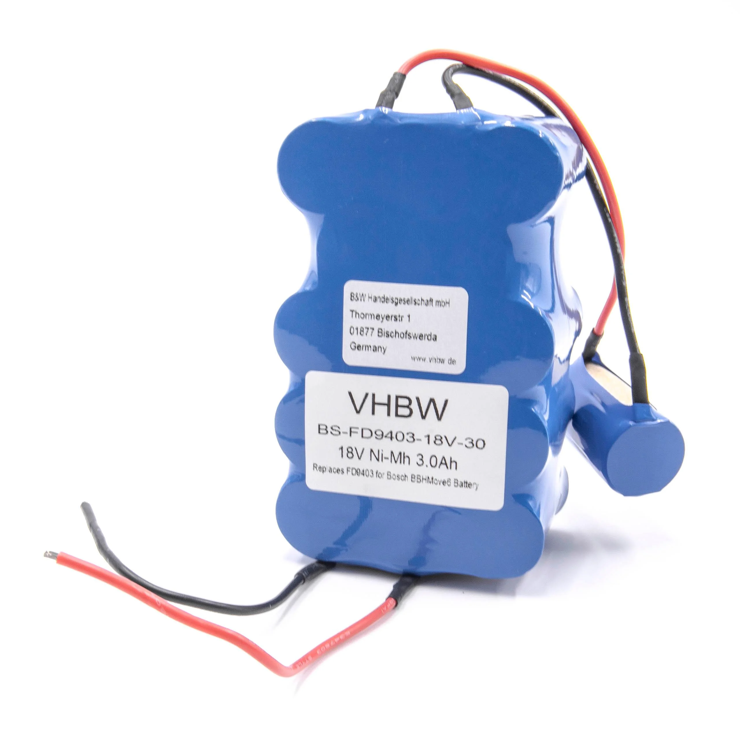 Batterie remplace Bosch 751993, FD9403, 100W + 10W, FD9403 pour aspirateur Bosch - 3000mAh 18V NiMH
