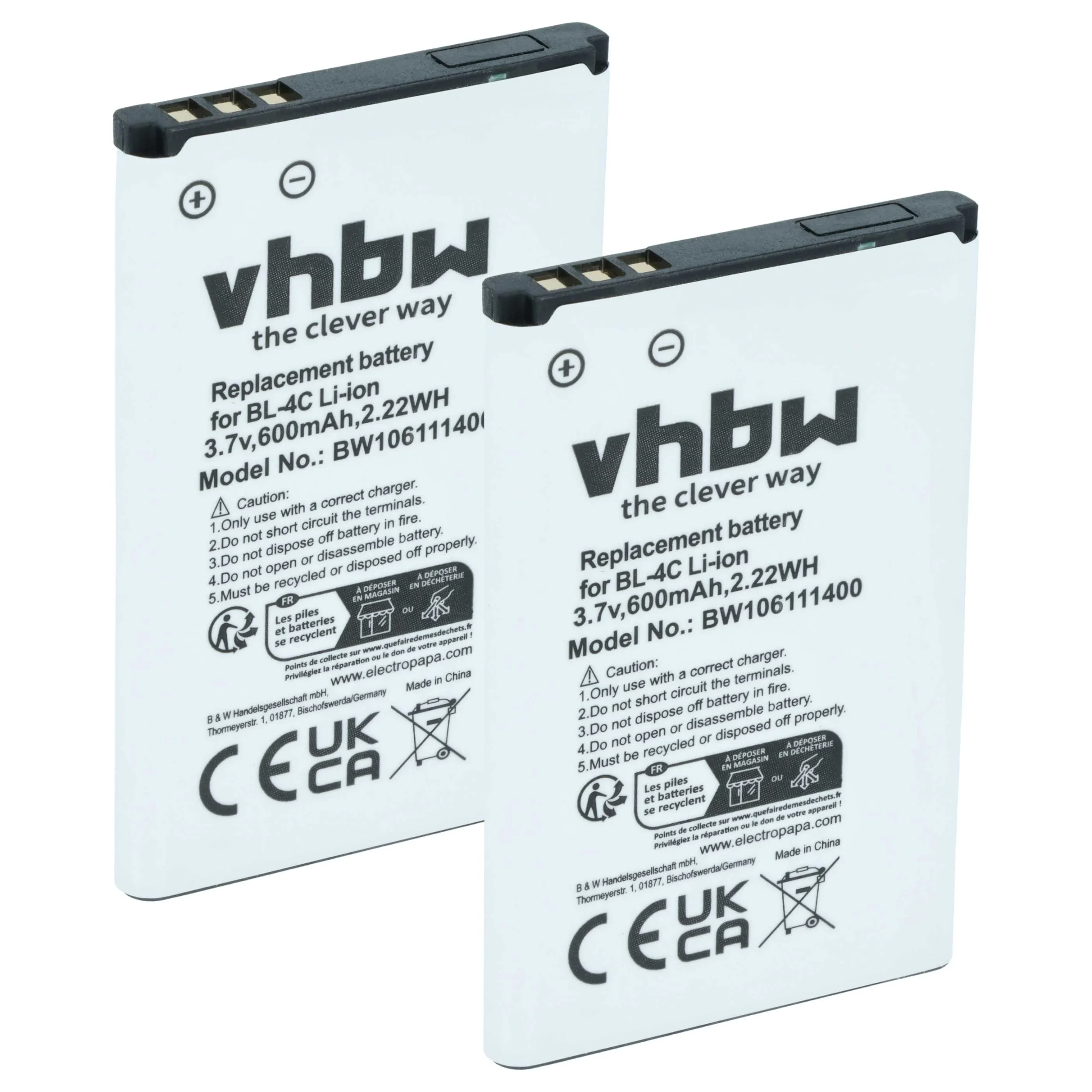 Batterie (2 pcs.) remplace Bea-fon C140/C240, EU001B téléphone portable Hyundai - 600mAh 3,7V Li-ion
