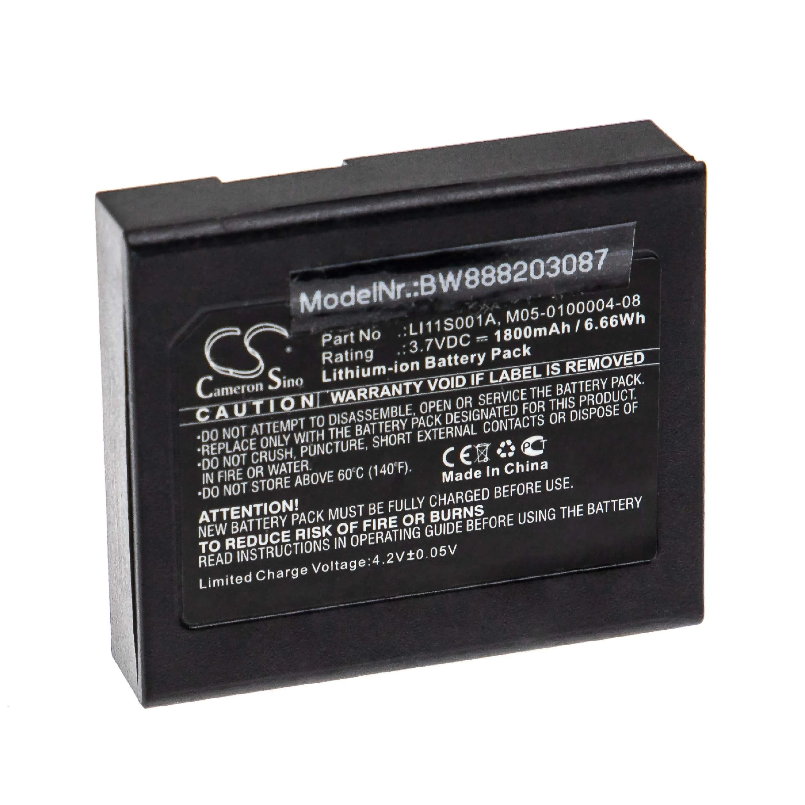 Batterie remplace Mindray 022-000008-00, LI11S001A pour appareil médical Mindray - 1800mAh 3,7V Li-ion