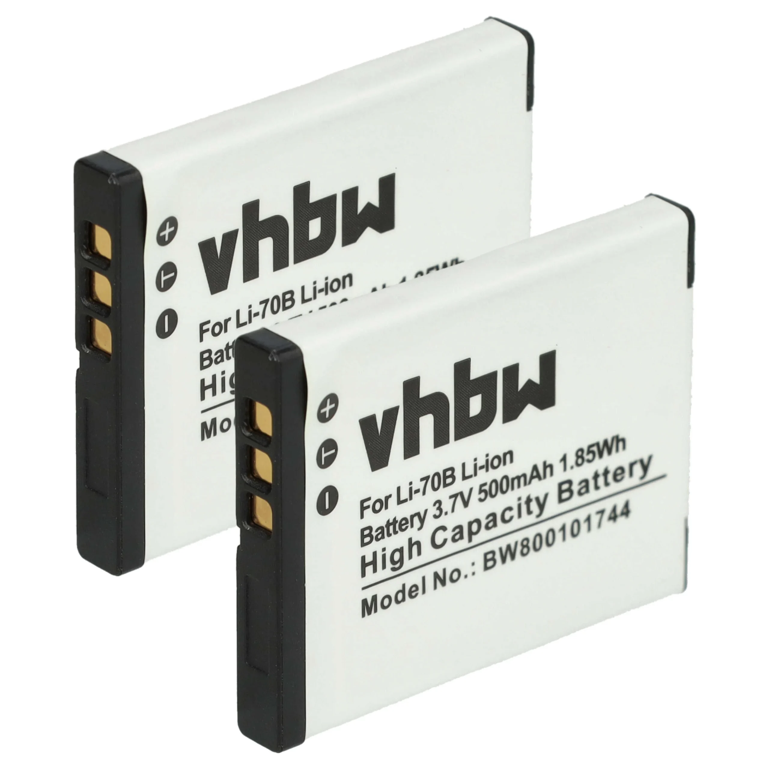 2x Batteries remplace Olympus Li-70B pour appareil photo Olympus- 500mAh 3,7V Li-ion