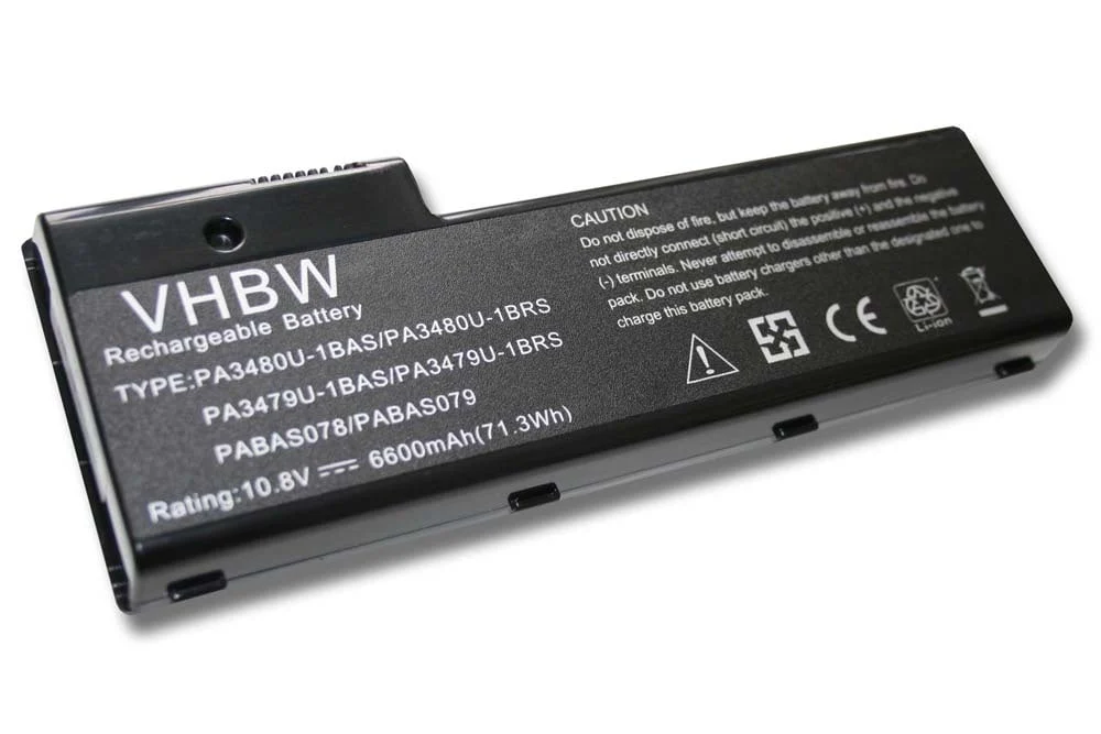 Batterie remplace Toshiba PA3479U-1BRS pour ordinateur portable Toshiba- 6600mAh 10,8V Li-ion, noir