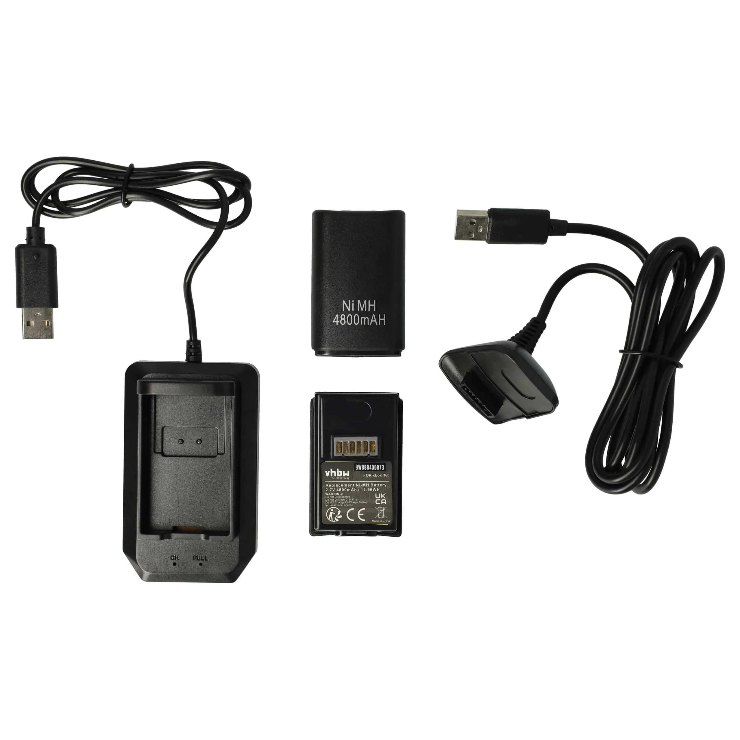 Kit Play & Charge (4 pcs.) pour Microsoft Xbox 360 manette - noir