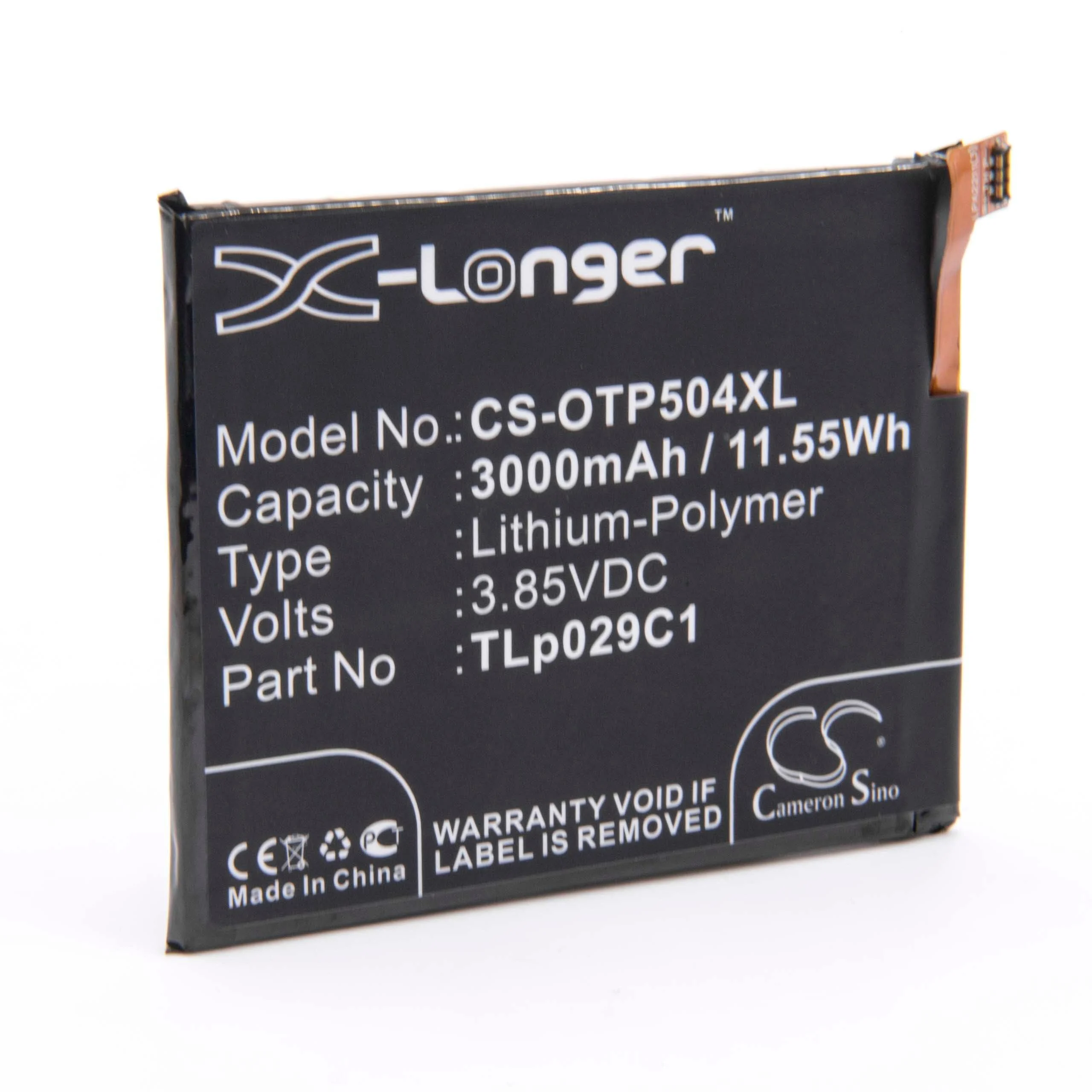 Batterie remplace Alcatel TLp029C1 téléphone portable T-MOBILE - 3000mAh 3,85V Li-polymère
