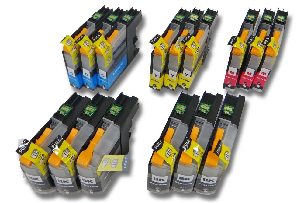 15x Cartouches remplace Brother LC123, LC123C, LC123BK, LC123Y, LC123M pour imprimante - multicouleurs