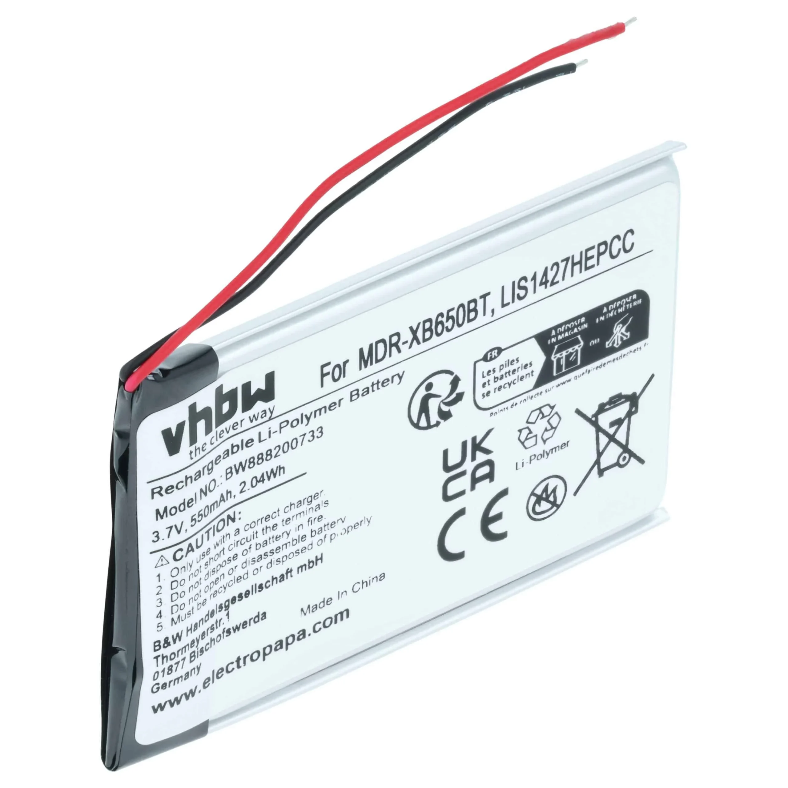 Batterie remplace Plantronics PR-423350 casque audio Plantronics - 550mAh 3,7V Li-polymère