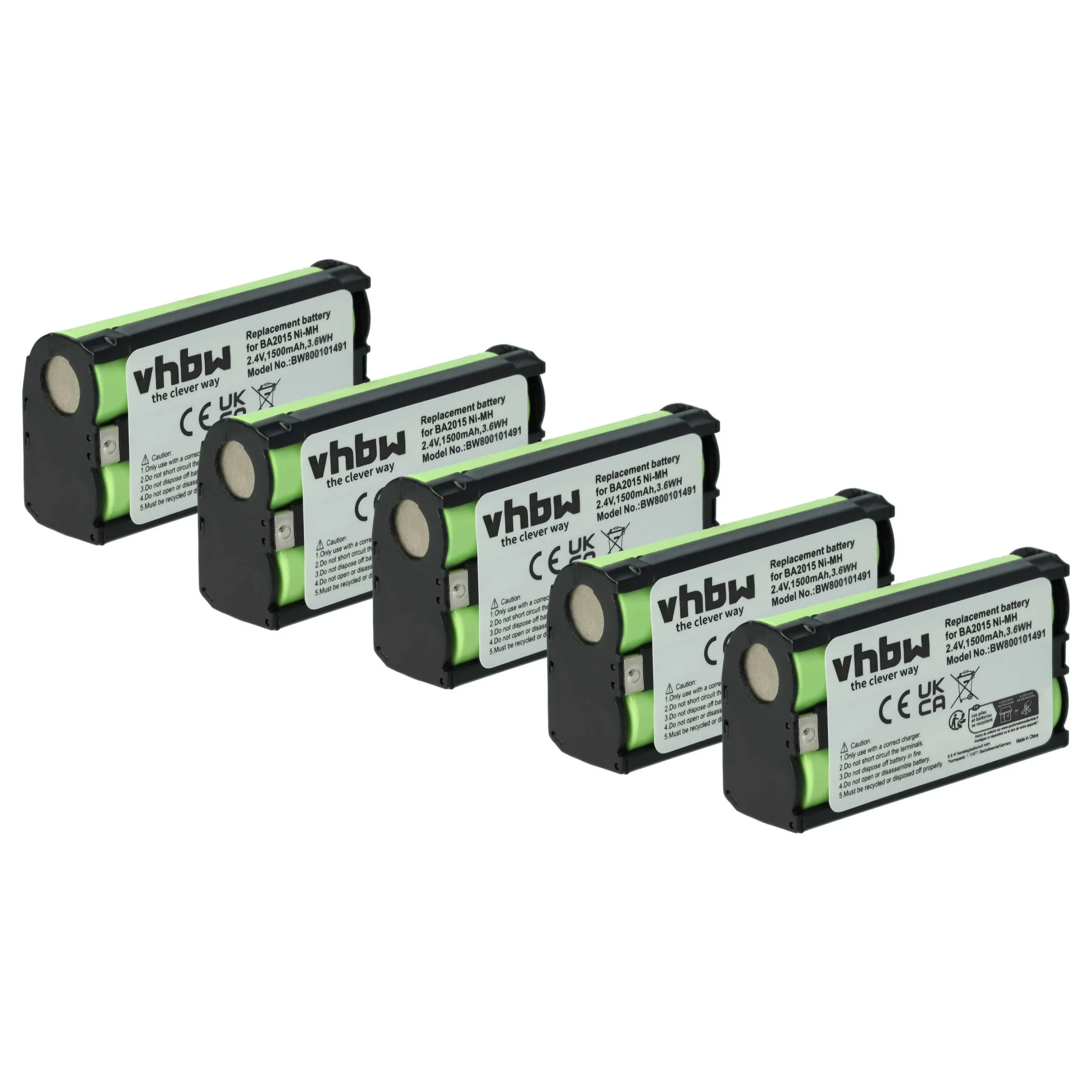 Batterie (5 pcs.) remplace Sennheiser BA2015, BA-2015 microphone - 1500mAh 2,4V NiMH