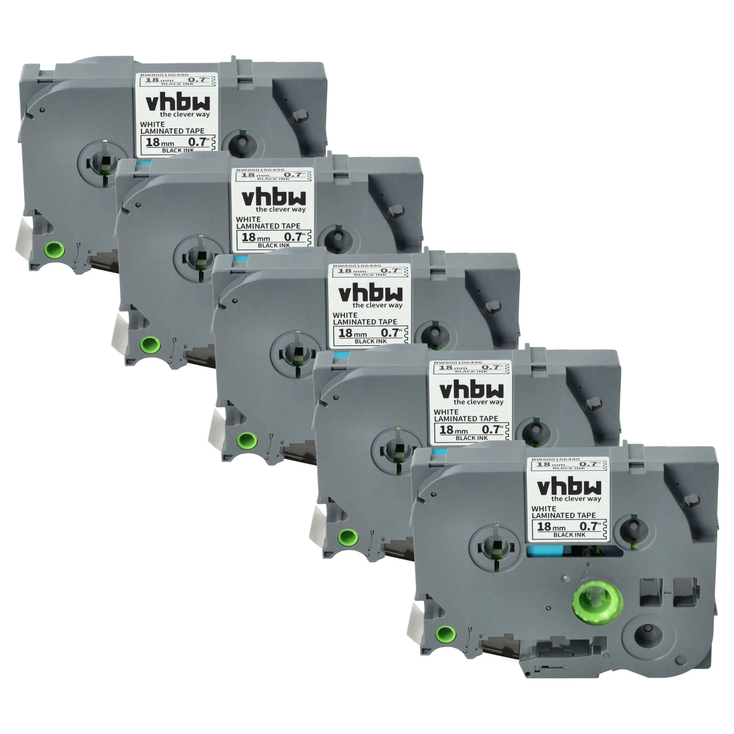 5x Cassettes à ruban remplacent Brother TZ-241, TZE-241 - 18mm lettrage Noir ruban Blanc, plastique