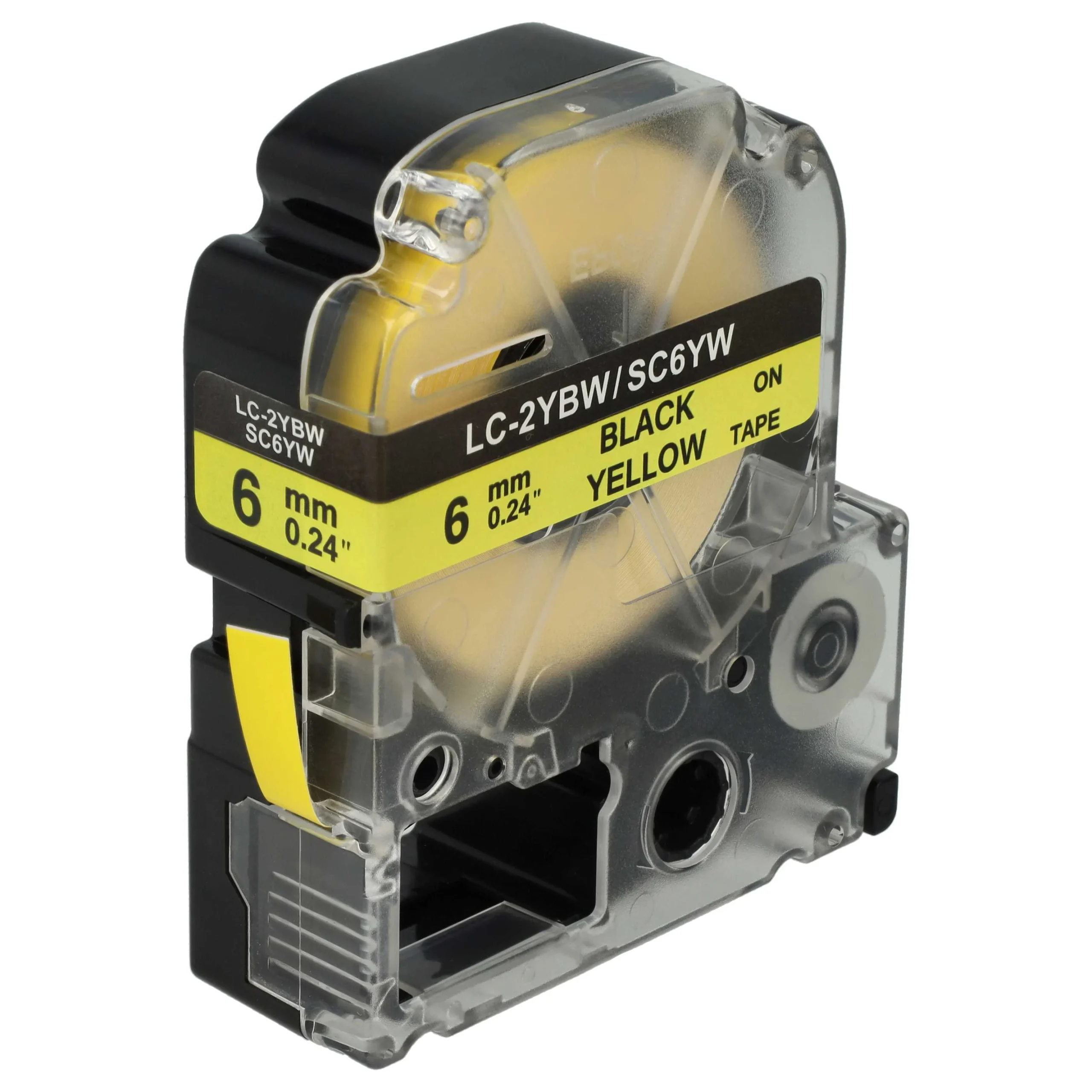 Cassette à ruban remplace Epson LC-2YBW - 6mm lettrage Noir ruban Jaune, plastique