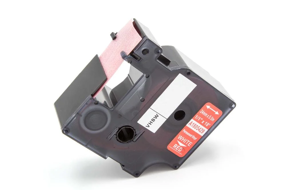 Cassette à ruban remplace Dymo 1805429 - 24mm lettrage Blanc ruban Rouge, vinyle, plastique