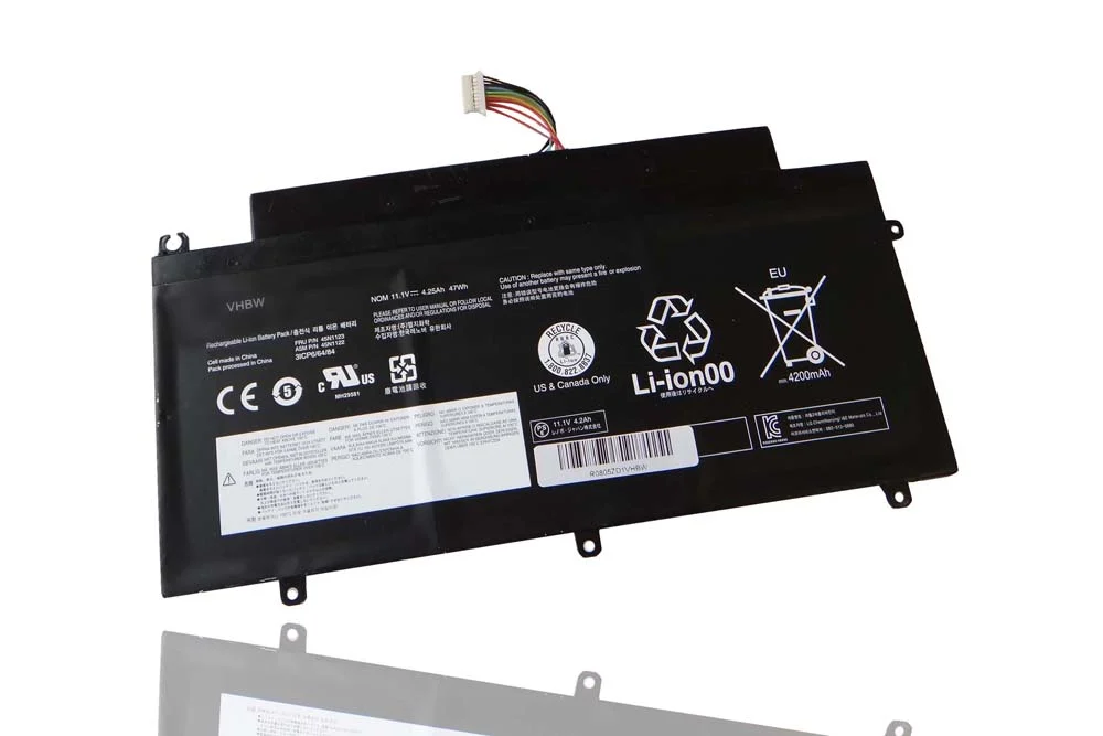 Batterie remplace Lenovo 45N1122, 45N1120, 45N1121 pour ordinateur portable Lenovo- 4250mAh 11,1V Li-ion, noir