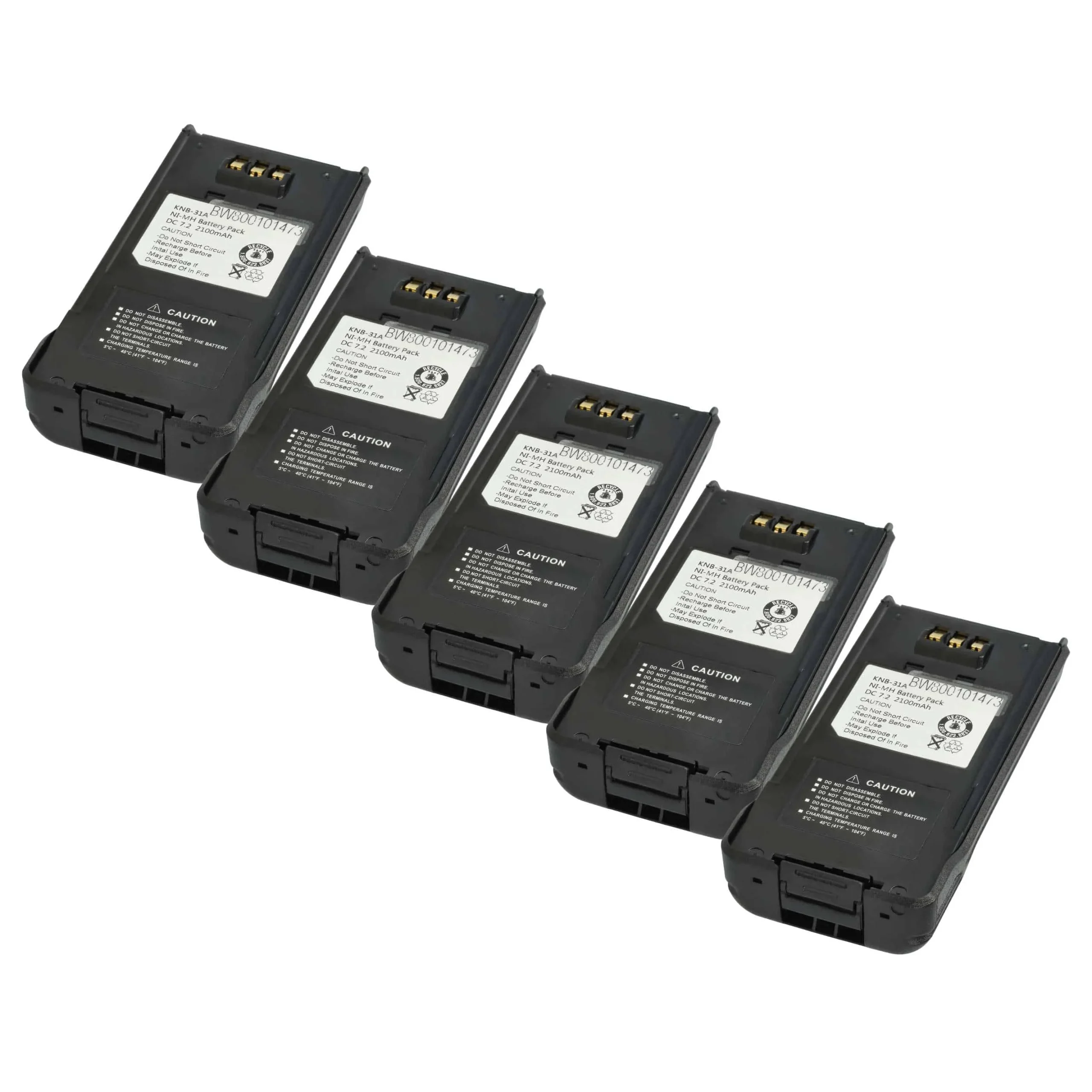 5x Batteries remplace Kenwood KNB-32N, KNB-31A, KNB-33L pour radio talkie-walkie Kenwood- 2100mAh 7,2V NiMH
