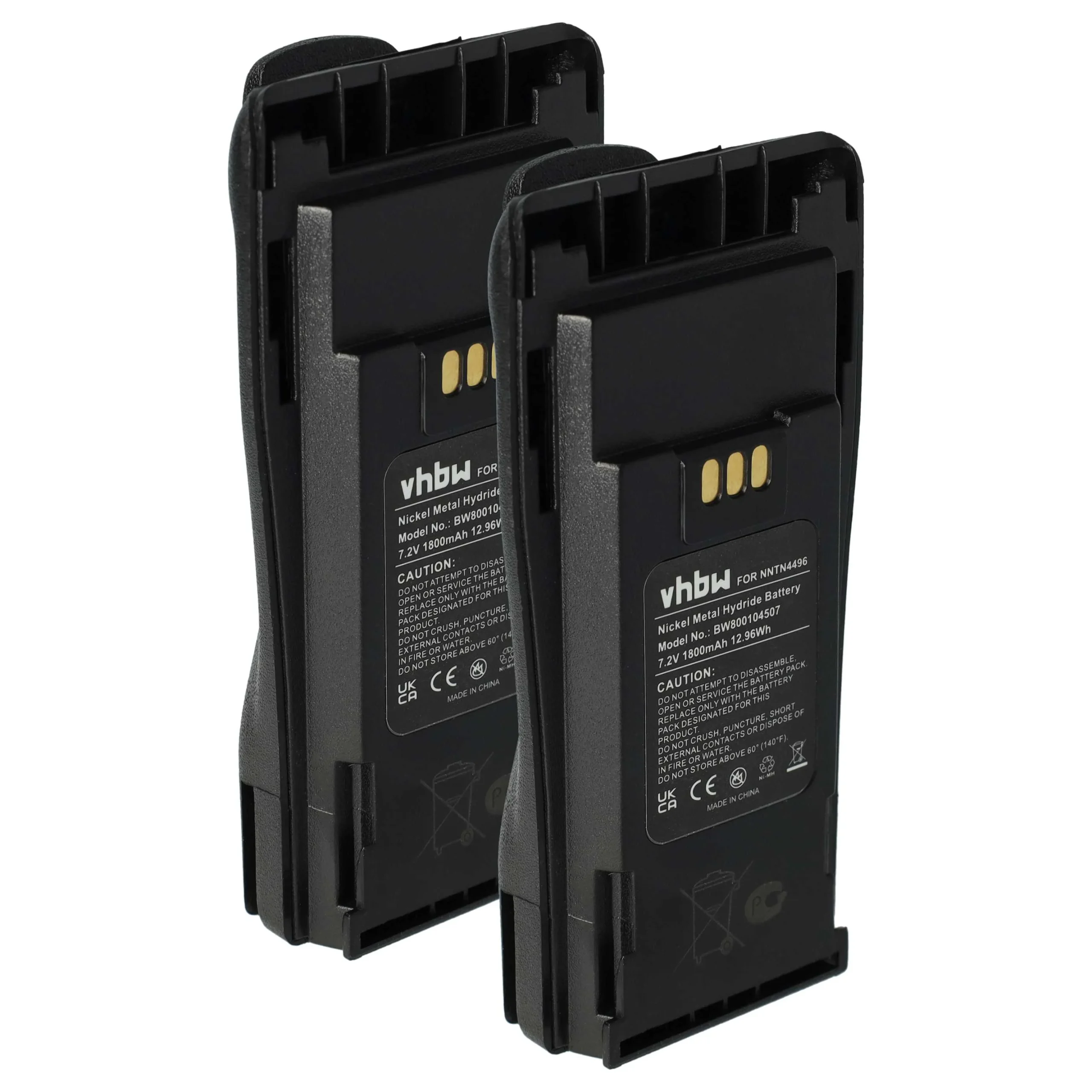 2x Batteries pour radio talkie-walkie Motorola CP040, CP200d, DP1400- 1800mAh 7,2V NiMH