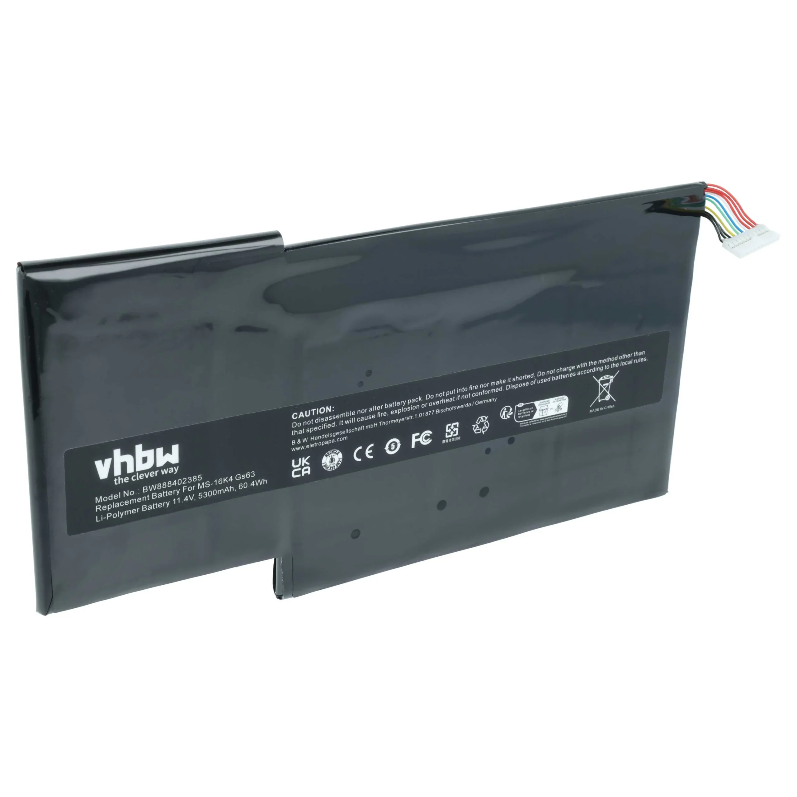 Batterie remplace MSI MS-16K4, BTY-U6J, BTY-M6J pour ordinateur portable MSI- 5300mAh 11,4V Li-polymère