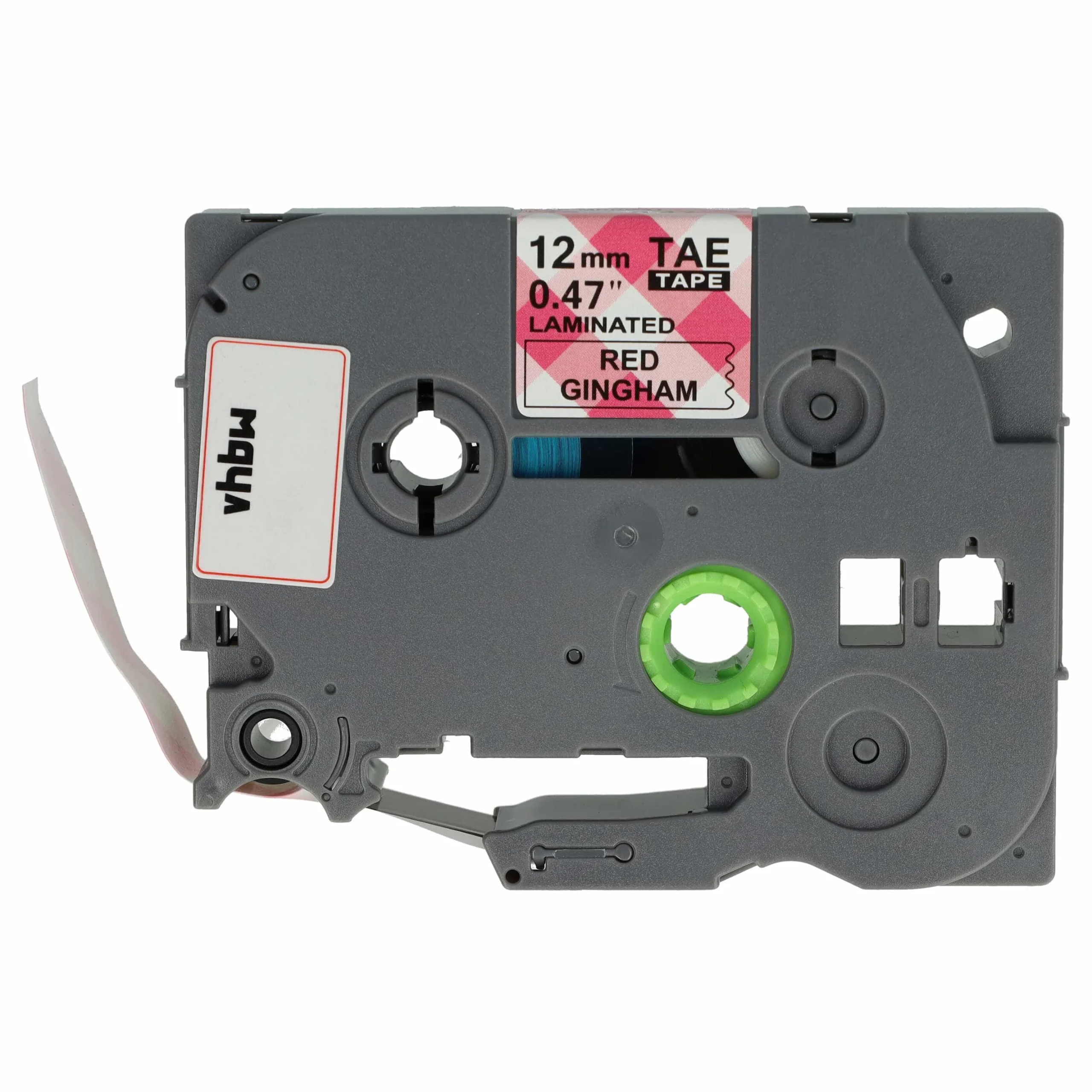 Cassette à ruban remplace Brother TZe-MPRG31 - 12mm lettrage Noir ruban Rouge à carreaux, plastique