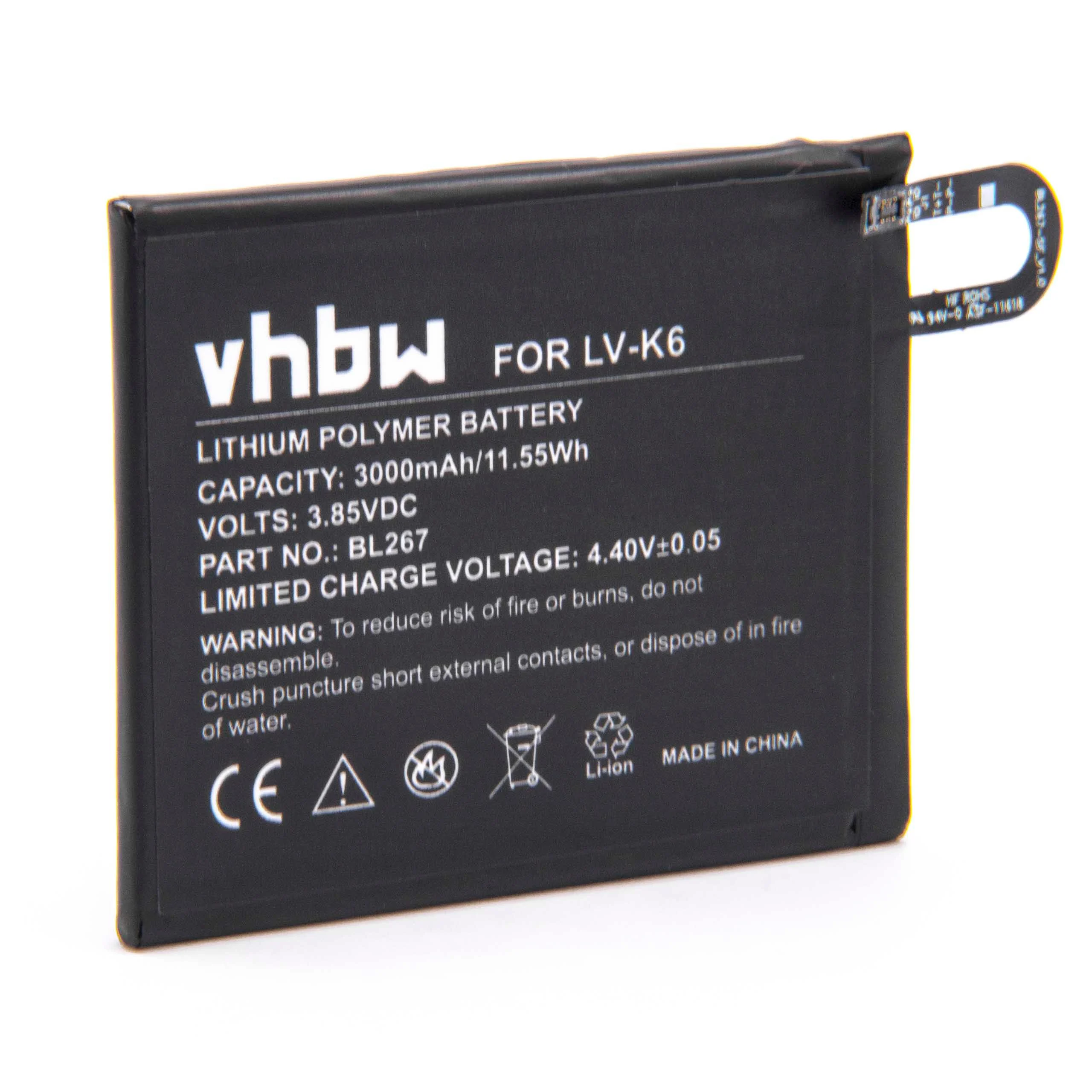 Batterie remplace Lenovo BL267 téléphone portable Lenovo - 3000mAh 3,85V Li-polymère