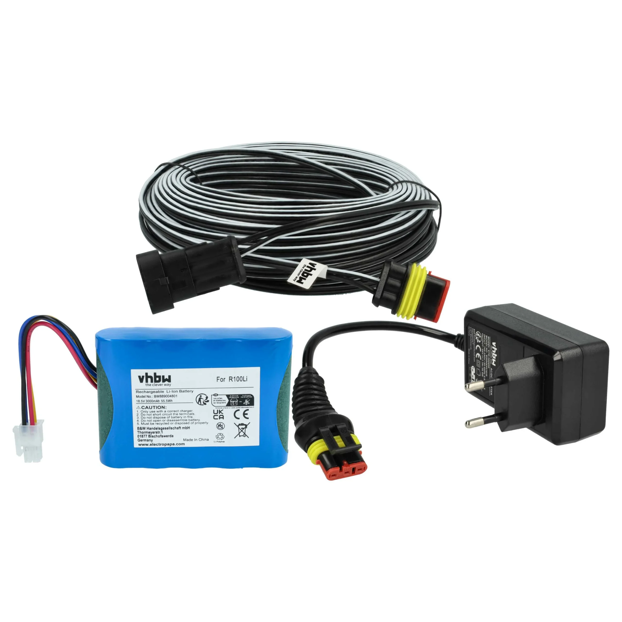 Prise, Batterie 3000 mAh, Câble 30m remplace Gardena 00057-98.251.01 pour tondeuse