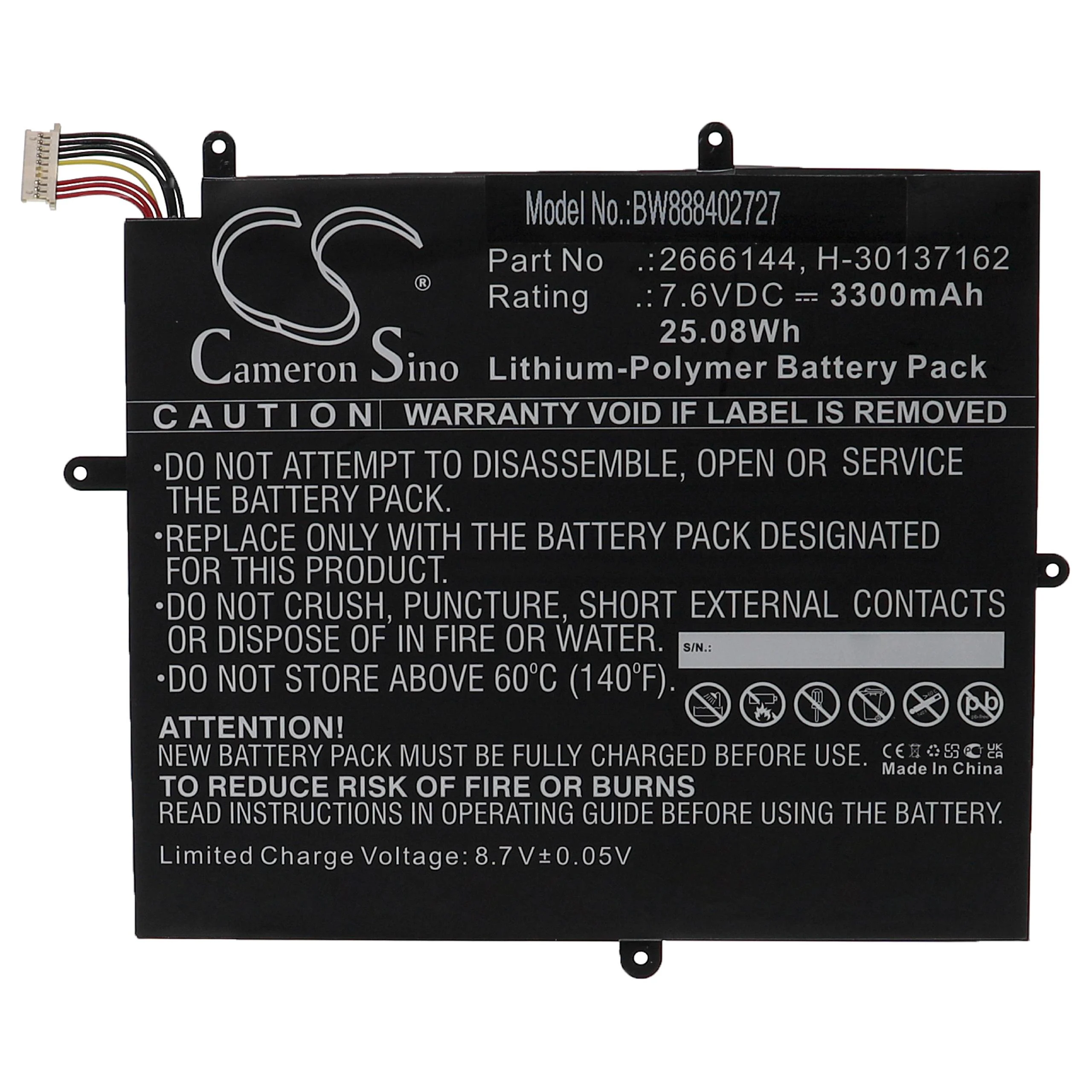 Batterie remplace Jumper H-30137162, 2666144 pour ordinateur portable BMAX- 3300mAh 7,6V Li-polymère