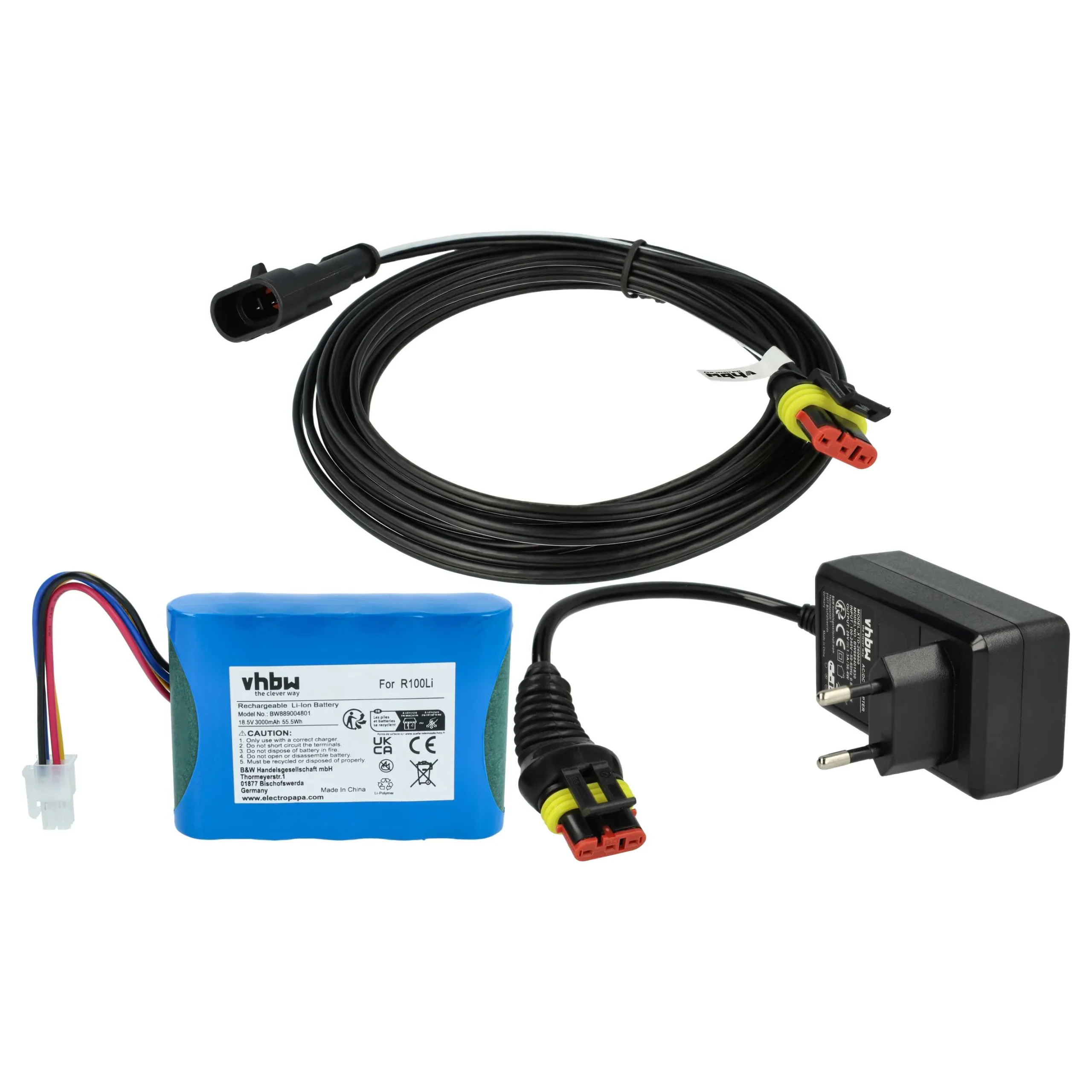 Prise, Batterie 3000 mAh, Câble 5m remplace Gardena 00057-98.251.01 pour tondeuse