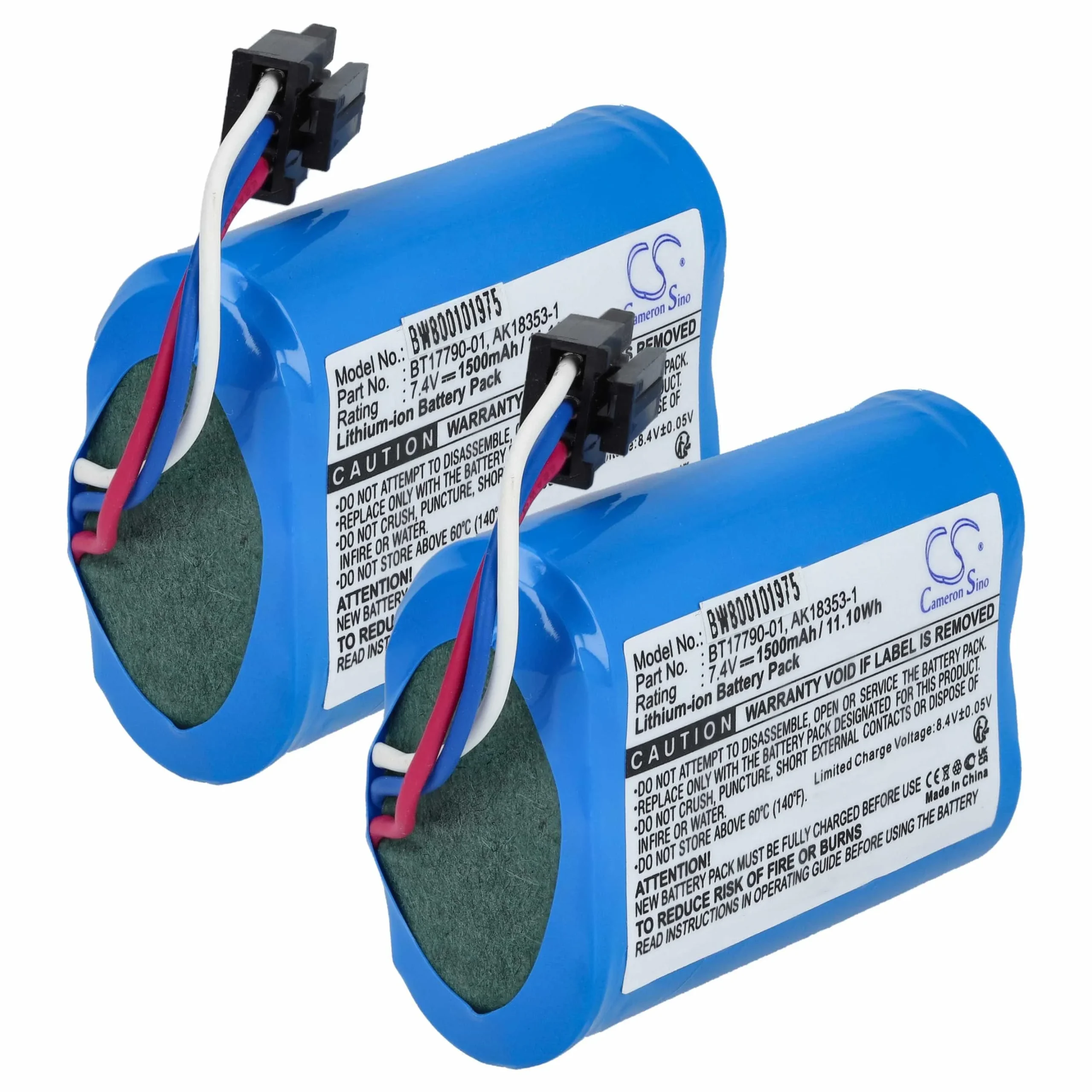 2x Batteries remplace Zebra BT17790-1, BT17790-2, AK18353-1 pour imprimante Zebra - 1500mAh 7,4V Li-ion