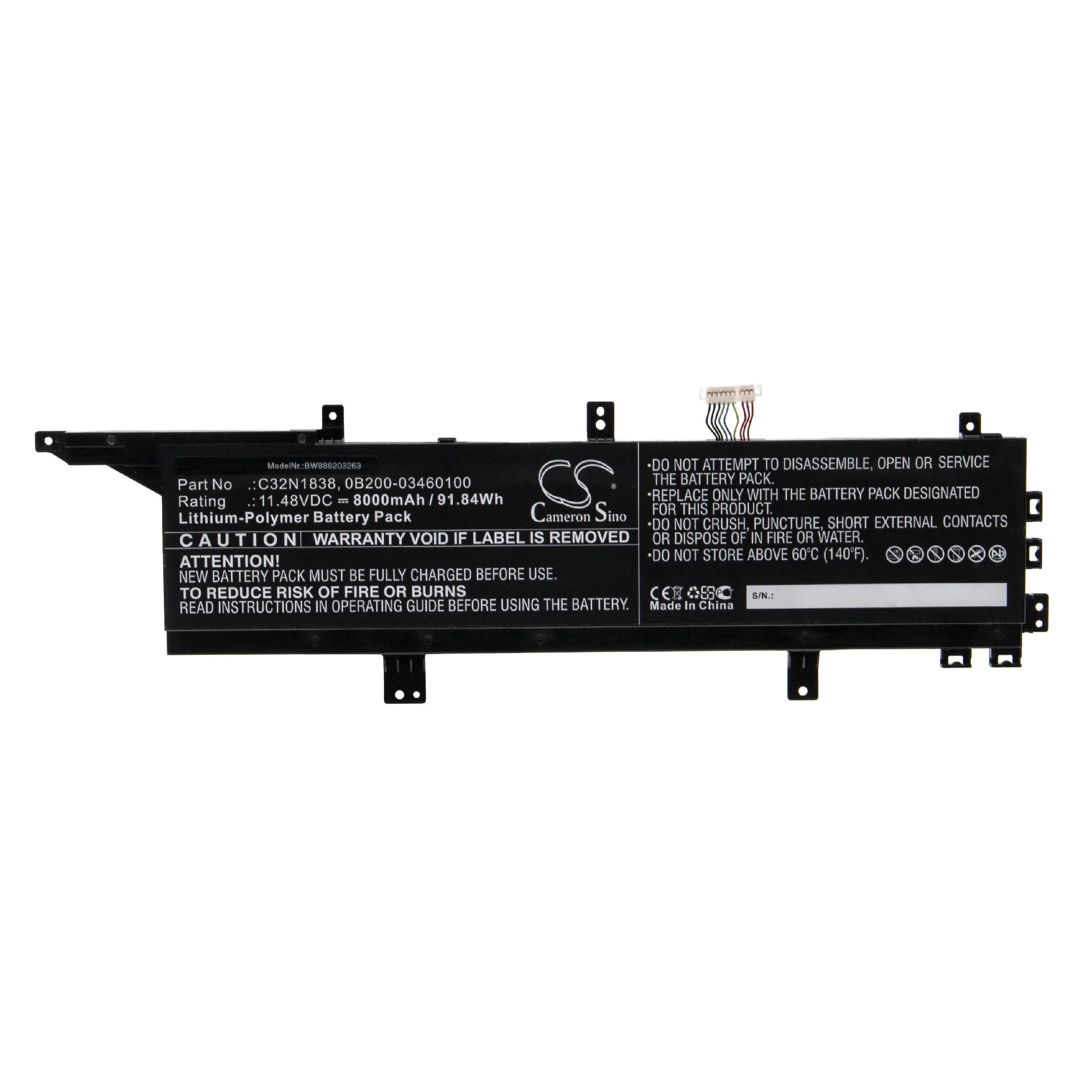 Batterie remplace Asus C32N1838, 0B200-03460100 pour ordinateur portable Asus- 8000mAh 11,48V Li-polymère