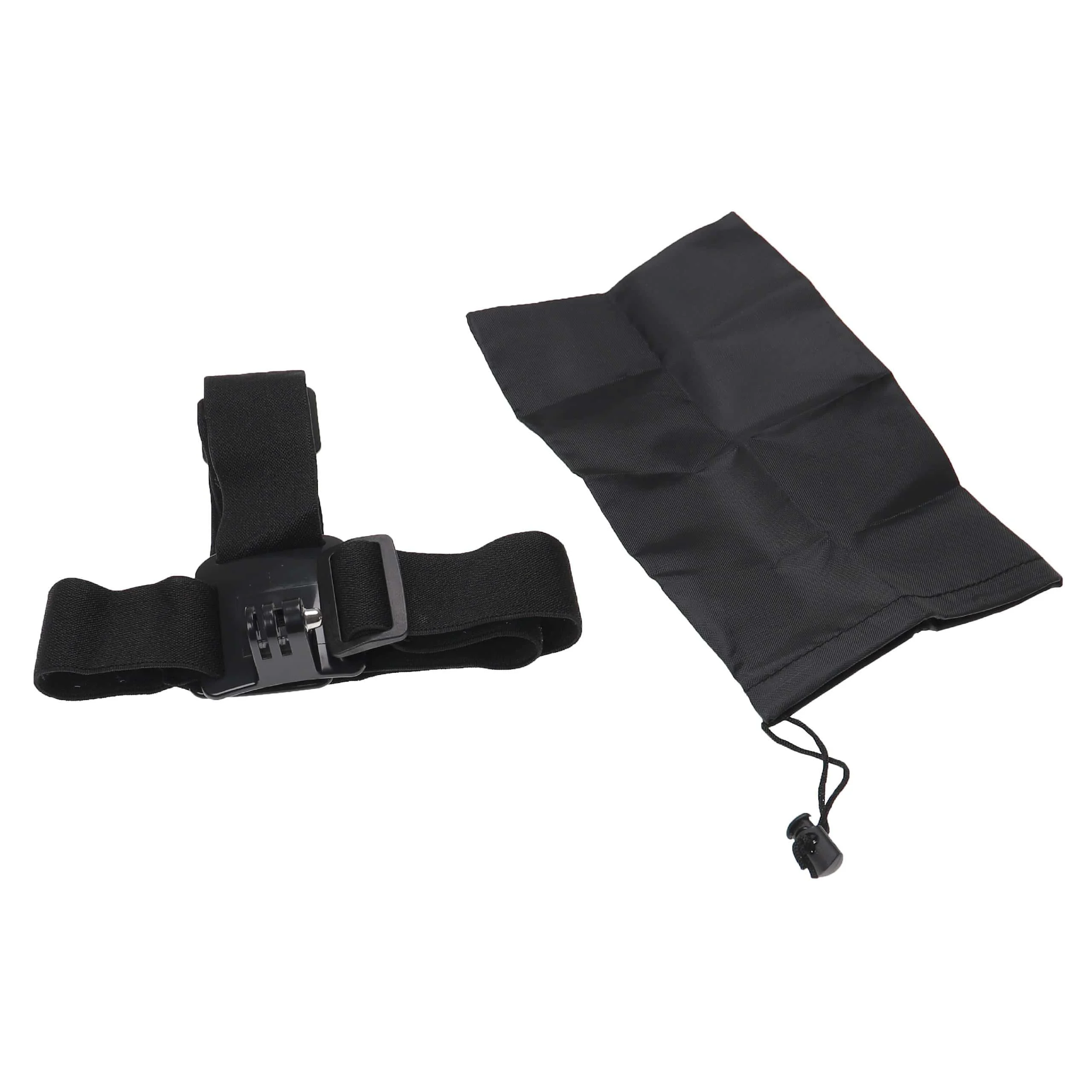 Bandeau de tête pour caméra d'action Garmin, GoPro Hero - Avec sacoche, noir