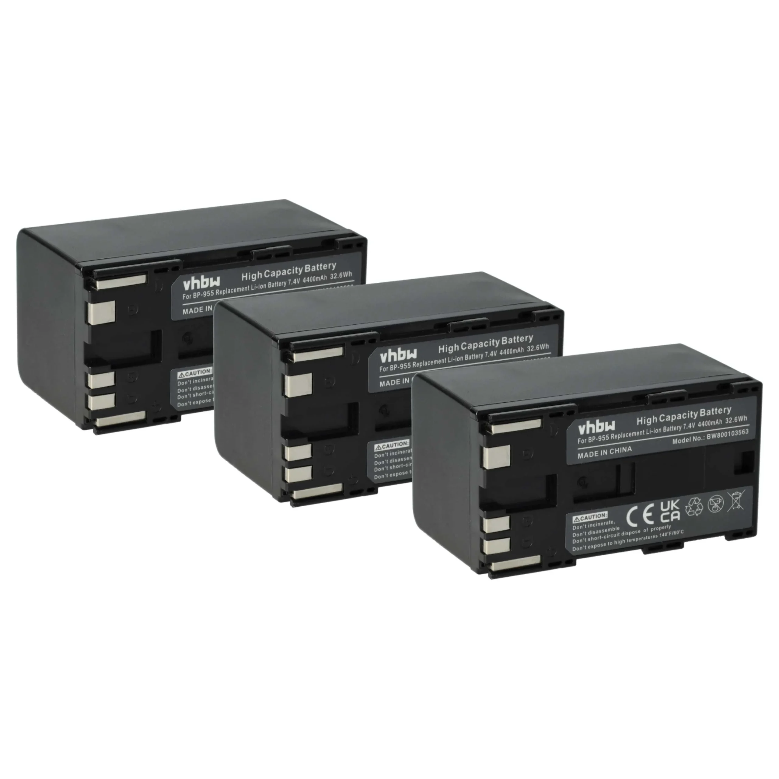 3x Batteries remplace Canon BP-955 pour caméscope Canon- 4400mAh 7,4V Li-ion