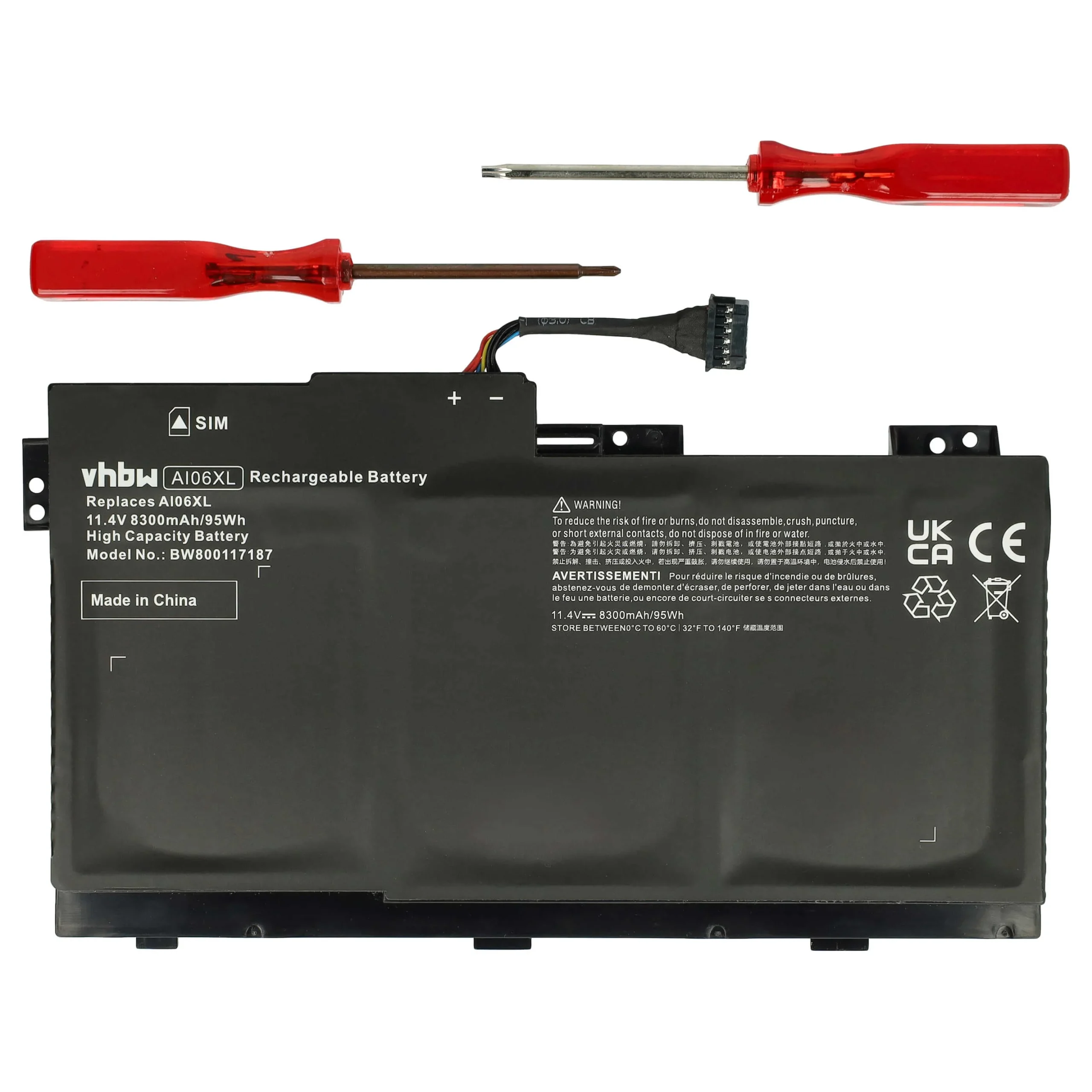 Batterie remplace HP 808451-001, AI06XL, 808397-421 pour ordinateur portable HP- 8300mAh 11,4V Li-polymère