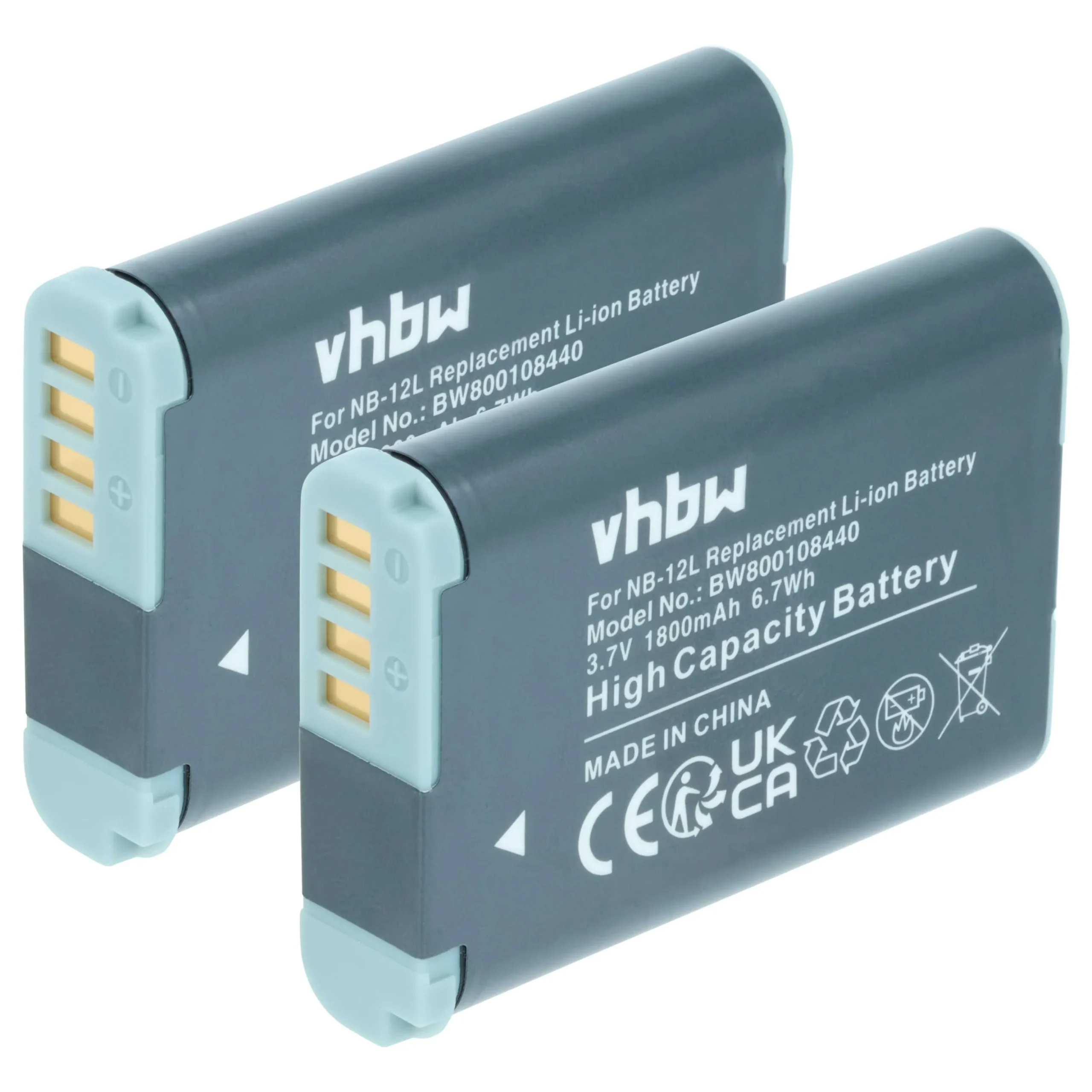 2x Batteries remplace Canon NB-12L pour appareil photo Canon- 1800mAh 3,7V Li-ion