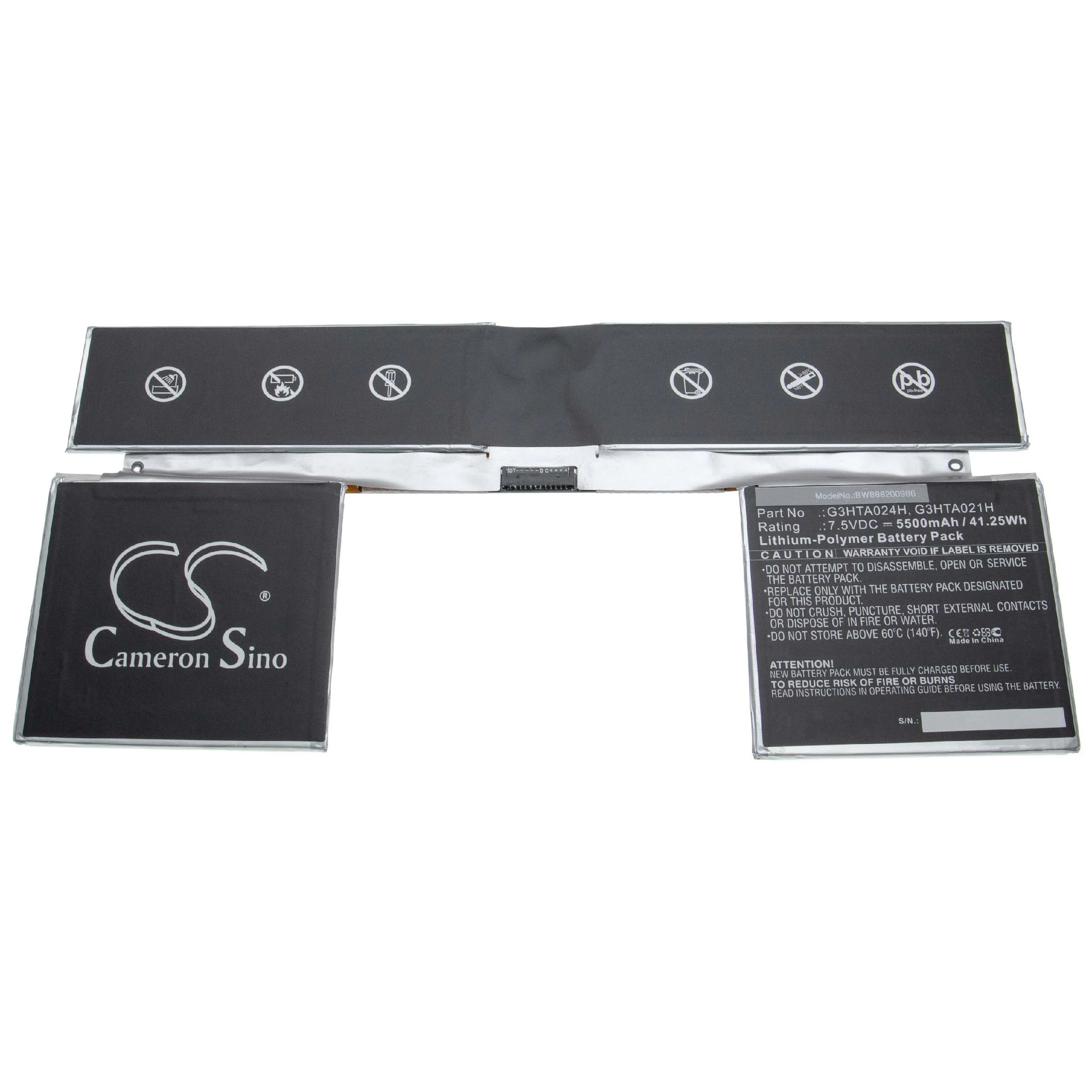 Batterie remplace Microsoft G3HTA021H, G3HTA023H pour ordinateur portable Microsoft- 5500mAh 7,5V Li-polymère