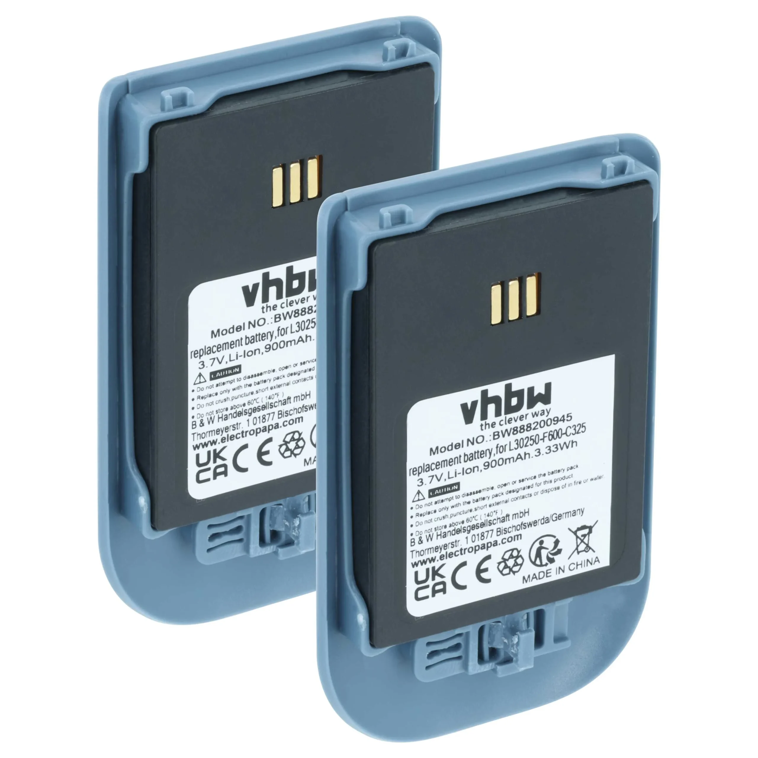 2x Batteries remplace Alcatel 3BN78404AA, WH1-EABA/1A1, 0480468 pour téléphone Ericsson - 900mAh 3,7V Li-ion